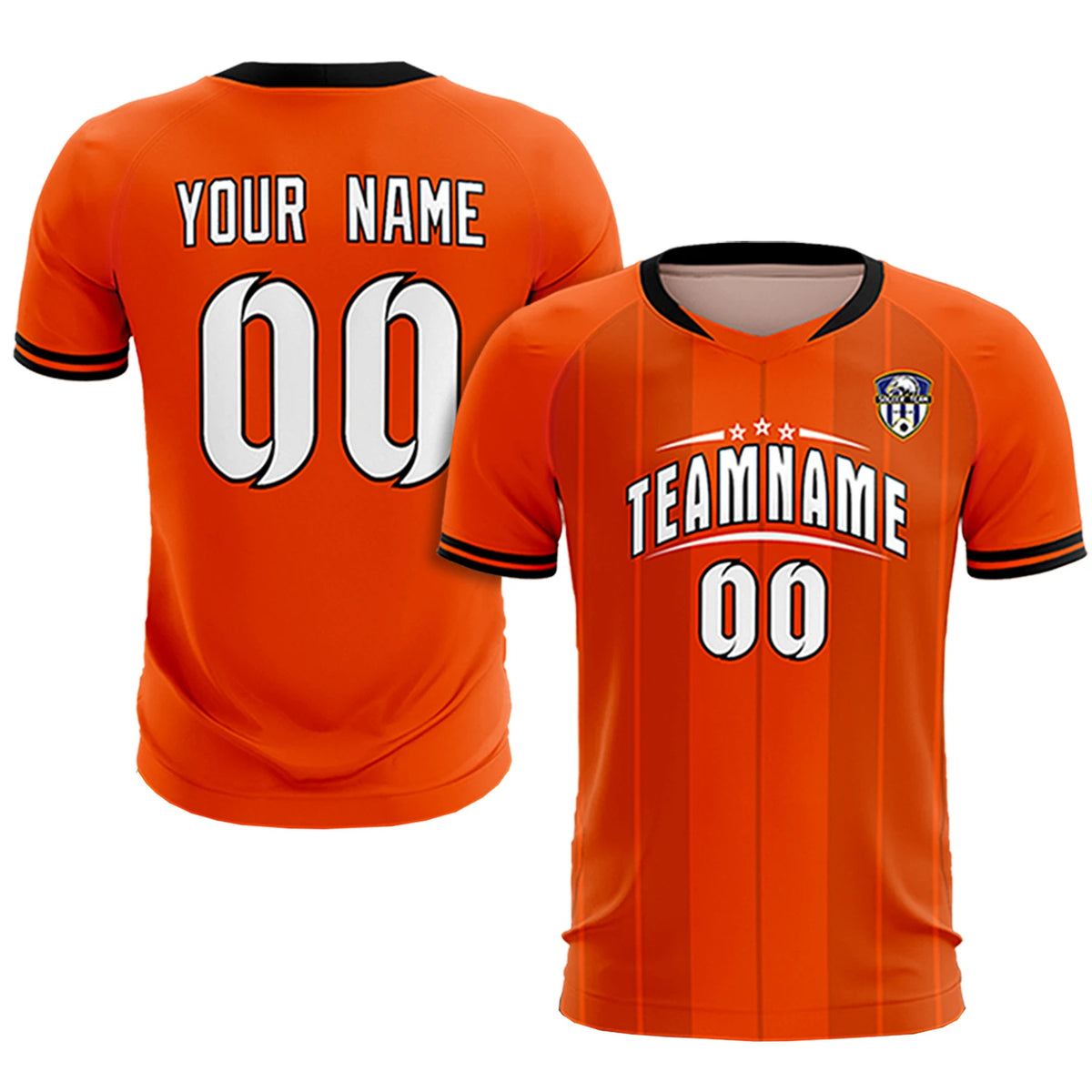 Custom Orange Black-Black Design Uniform Soccer Sets Jersey