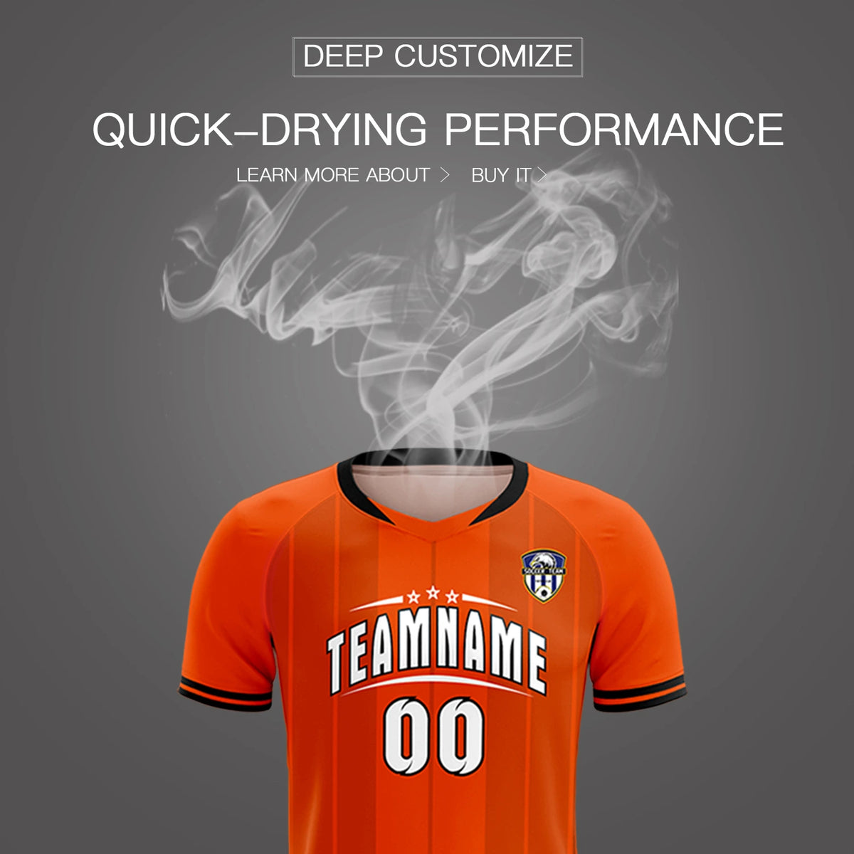 Custom Orange Black-Black Design Uniform Soccer Sets Jersey