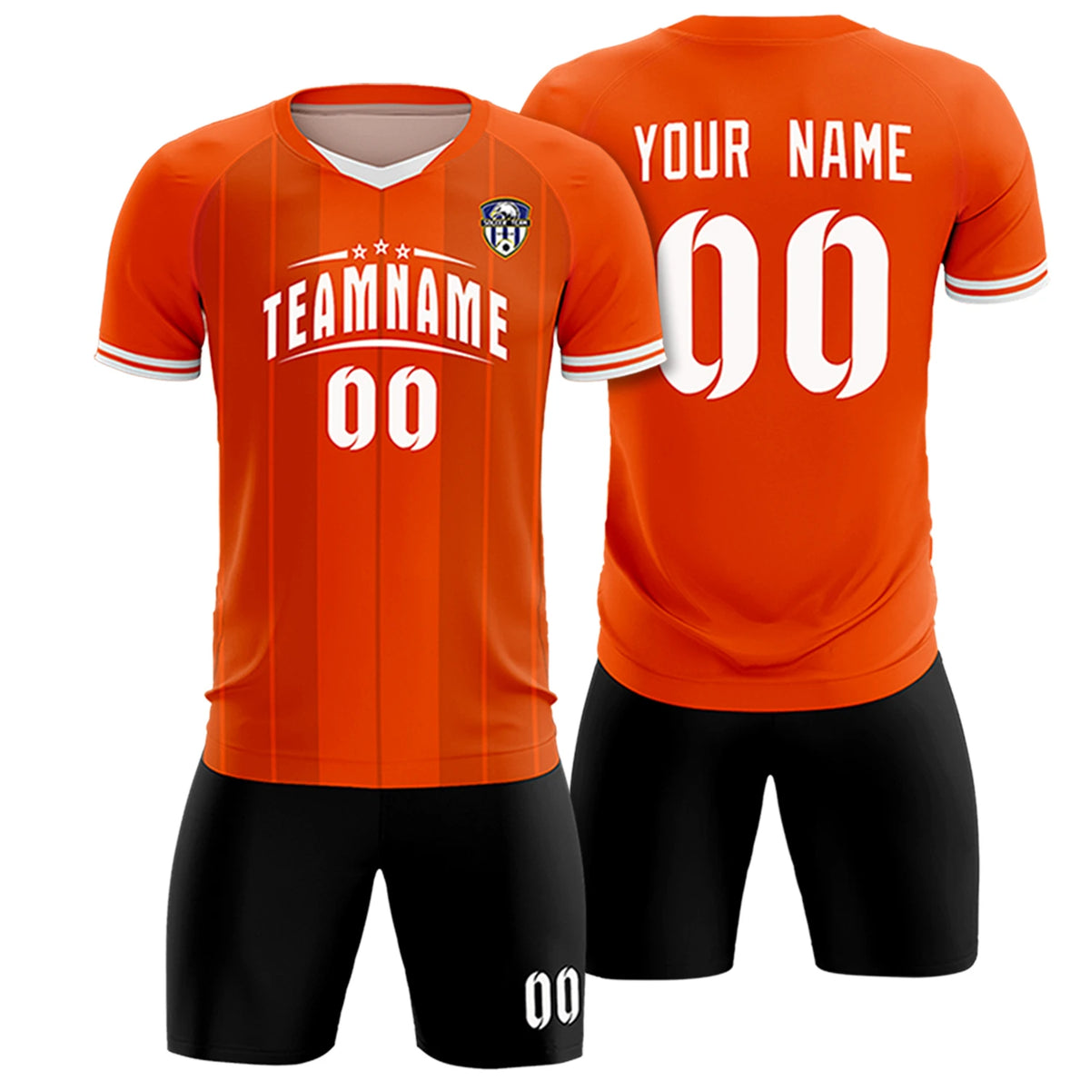 Custom Orange White-Black Design Uniform Soccer Sets Jersey