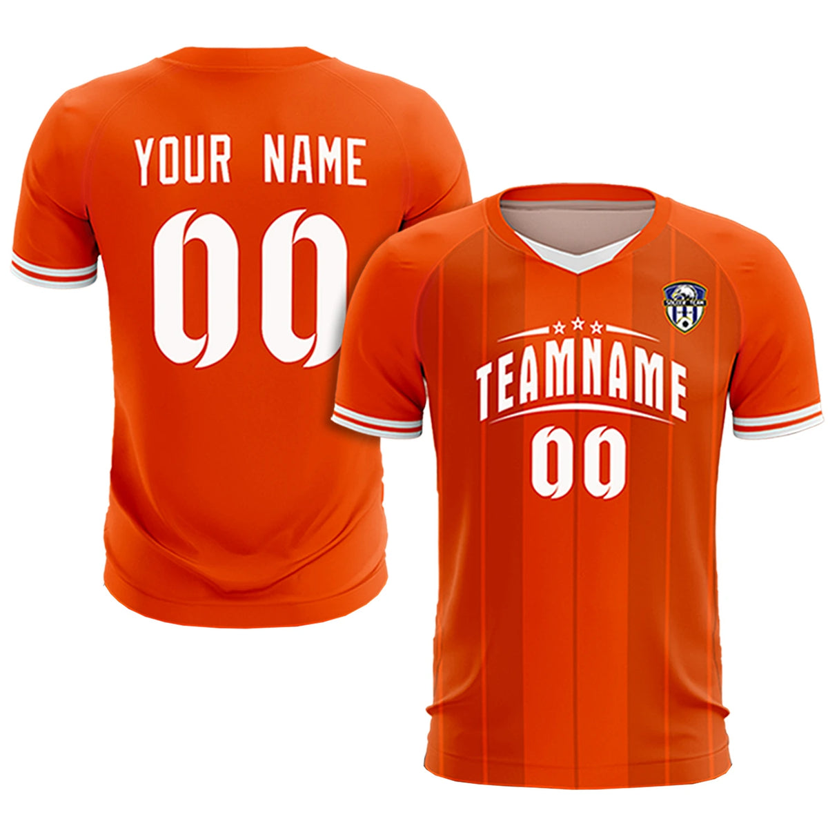 Custom Orange White-Black Design Uniform Soccer Sets Jersey