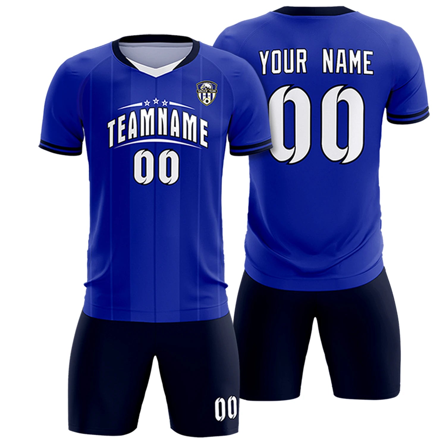Custom Royal Blue-Navy Navy Design Uniform Soccer Sets Jersey