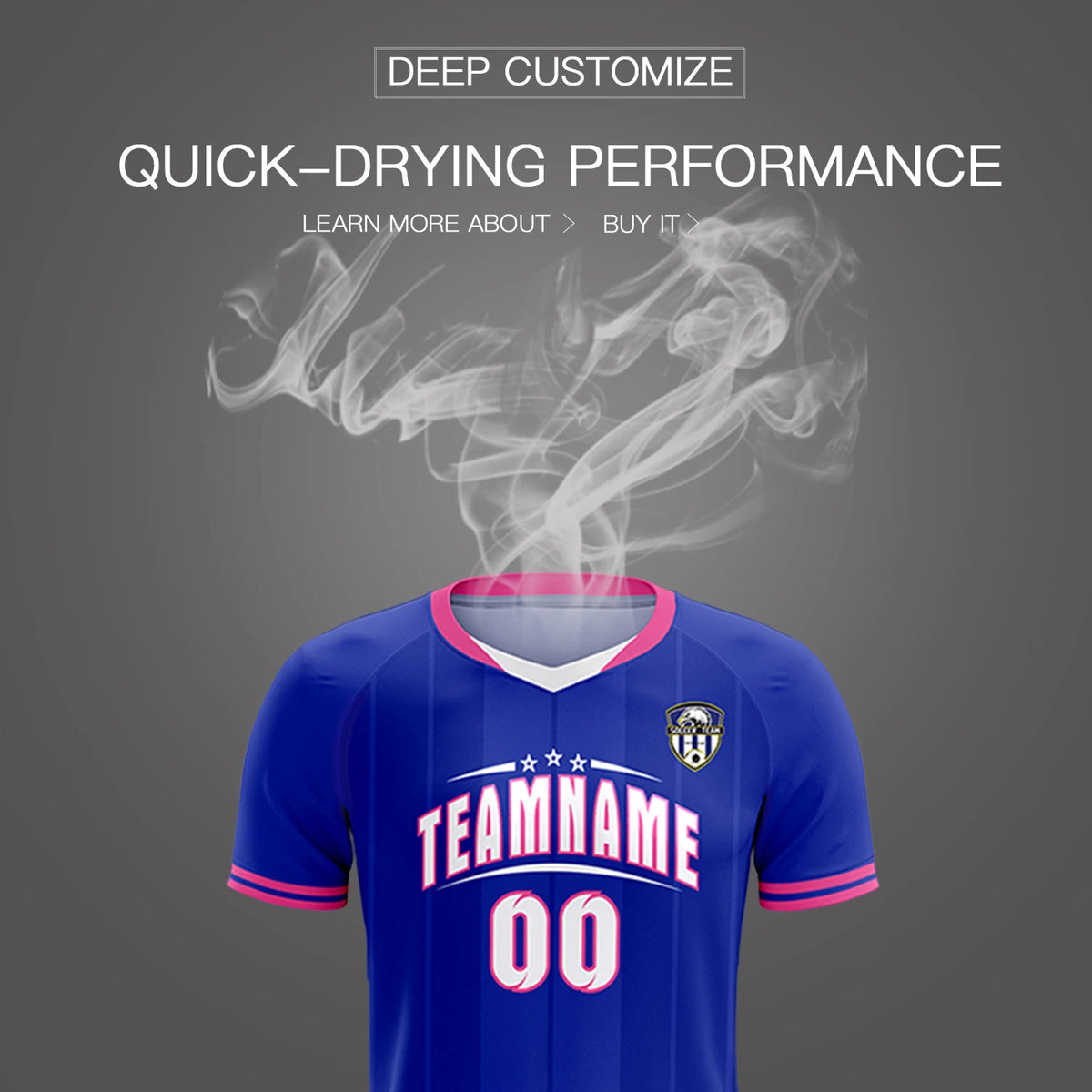 Custom Royal Blue-Pink Navy Design Uniform Soccer Sets Jersey