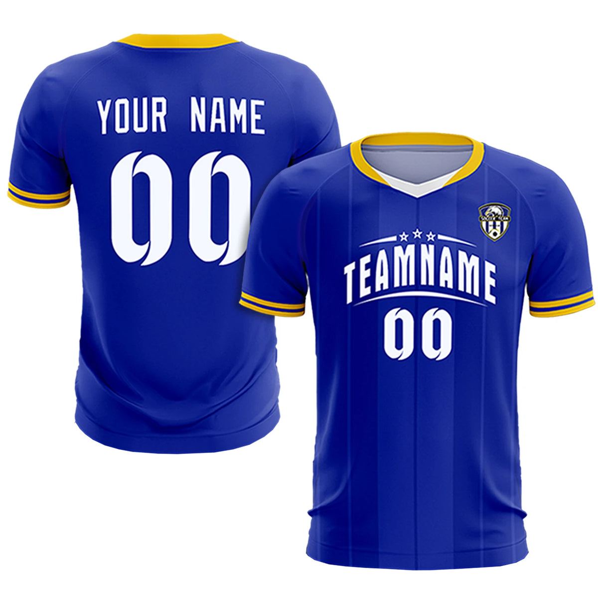 Custom Royal Blue-Old Gold Navy Design Uniform Soccer Sets Jersey
