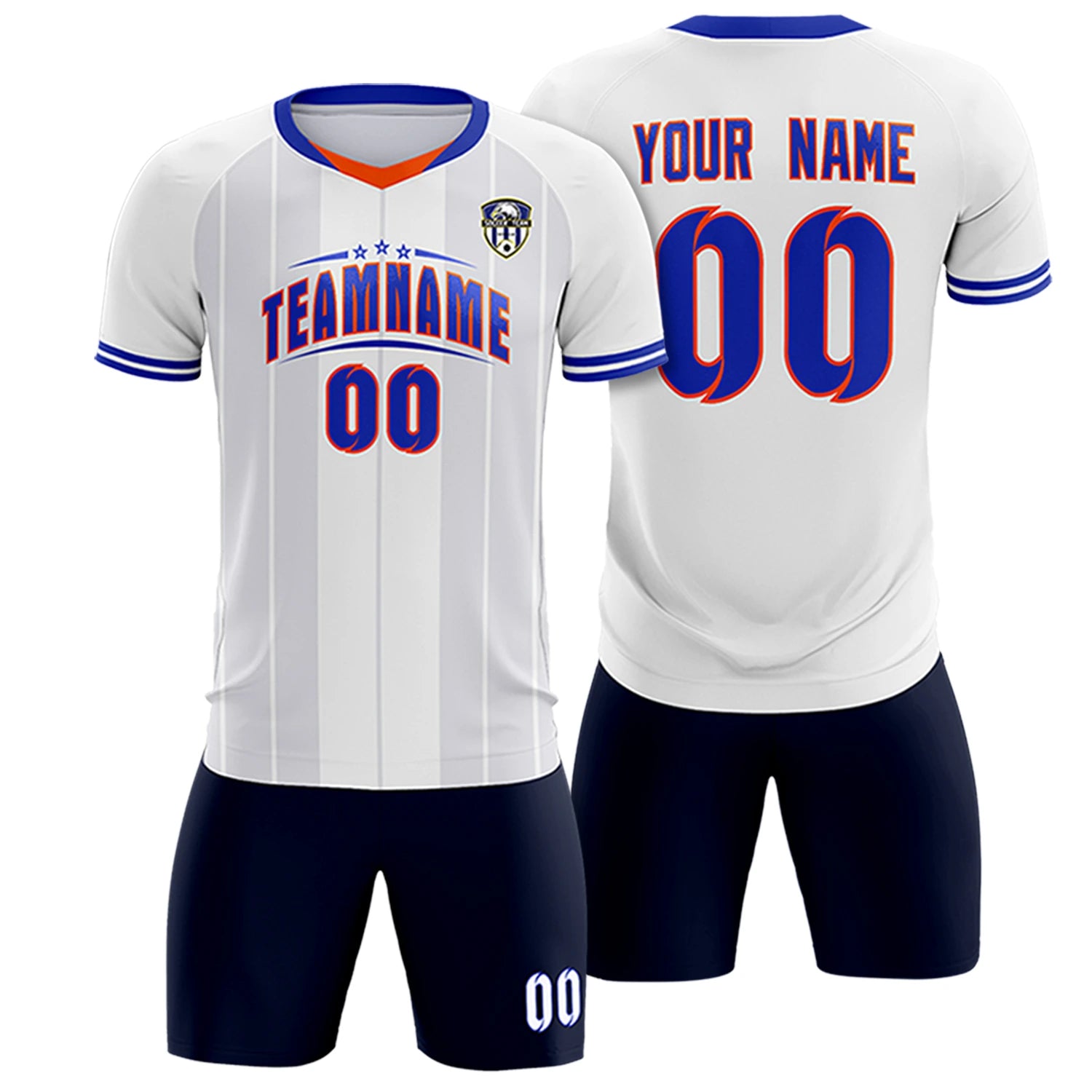 Custom White Orange-Navy Design Uniform Soccer Sets Jersey