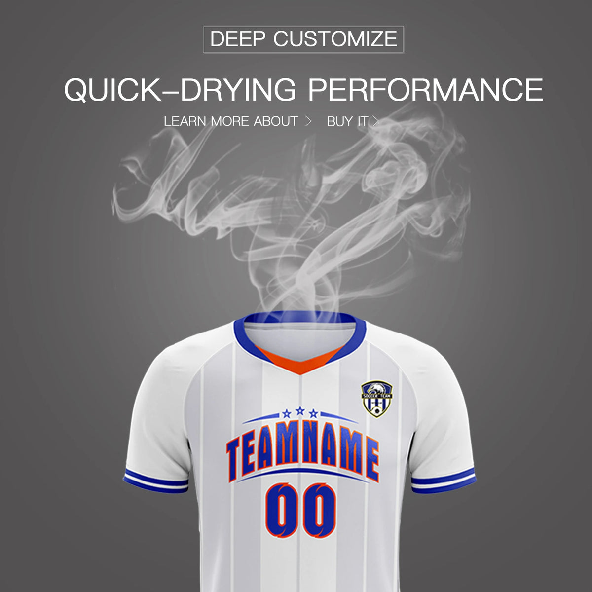 Custom White Orange-Navy Design Uniform Soccer Sets Jersey