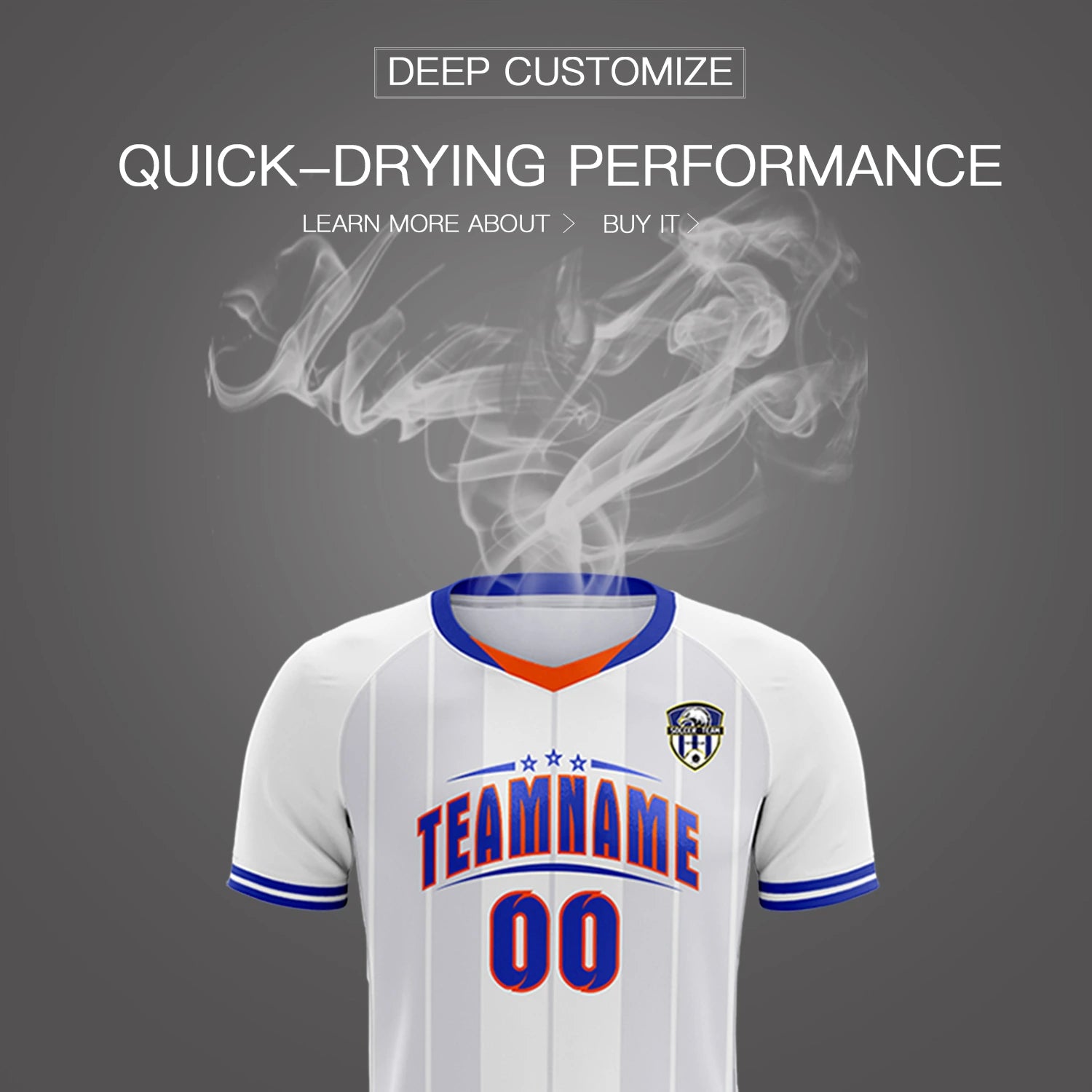 Custom White Orange-Navy Design Uniform Soccer Sets Jersey