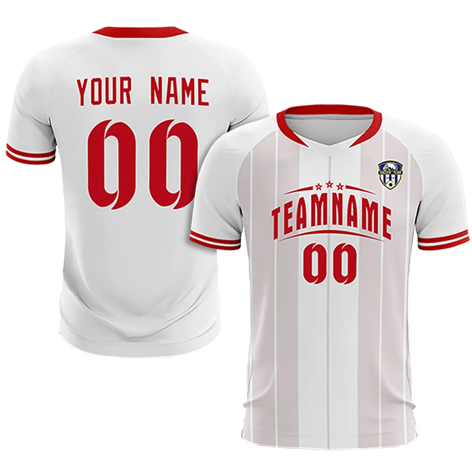 Custom White Red-Black Design Uniform Soccer Sets Jersey