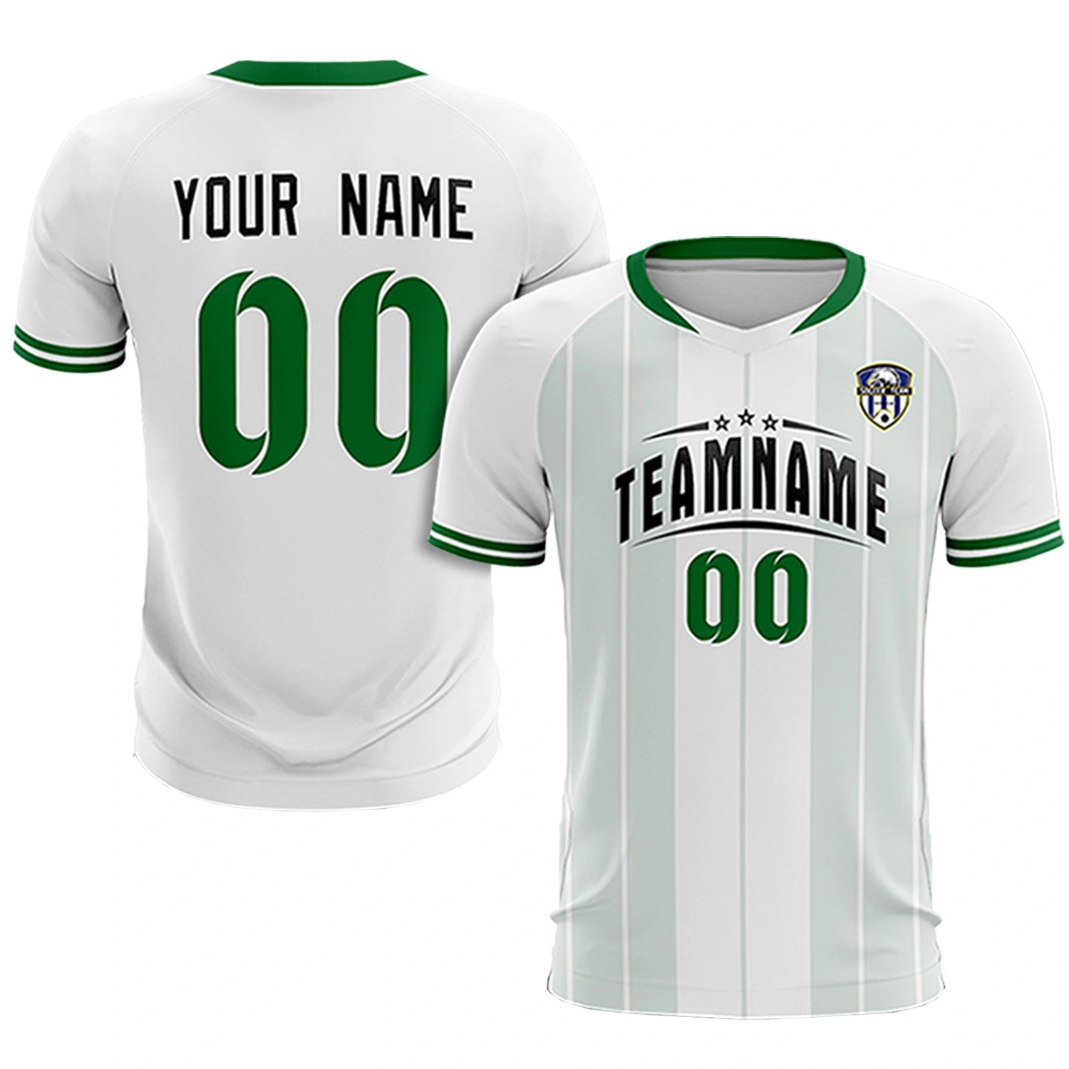 Custom White Kelly Green-Black Design Uniform Soccer Sets Jersey
