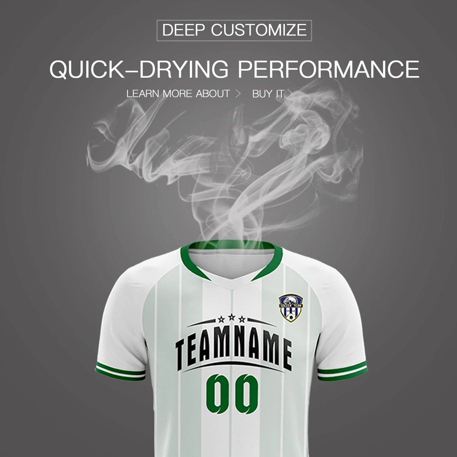 Custom White Kelly Green-Black Design Uniform Soccer Sets Jersey
