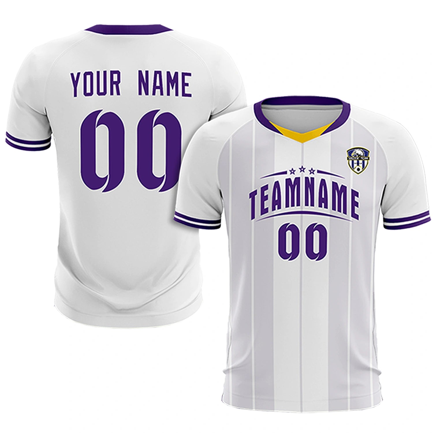Custom White Old Gold-Purple Design Uniform Soccer Sets Jersey