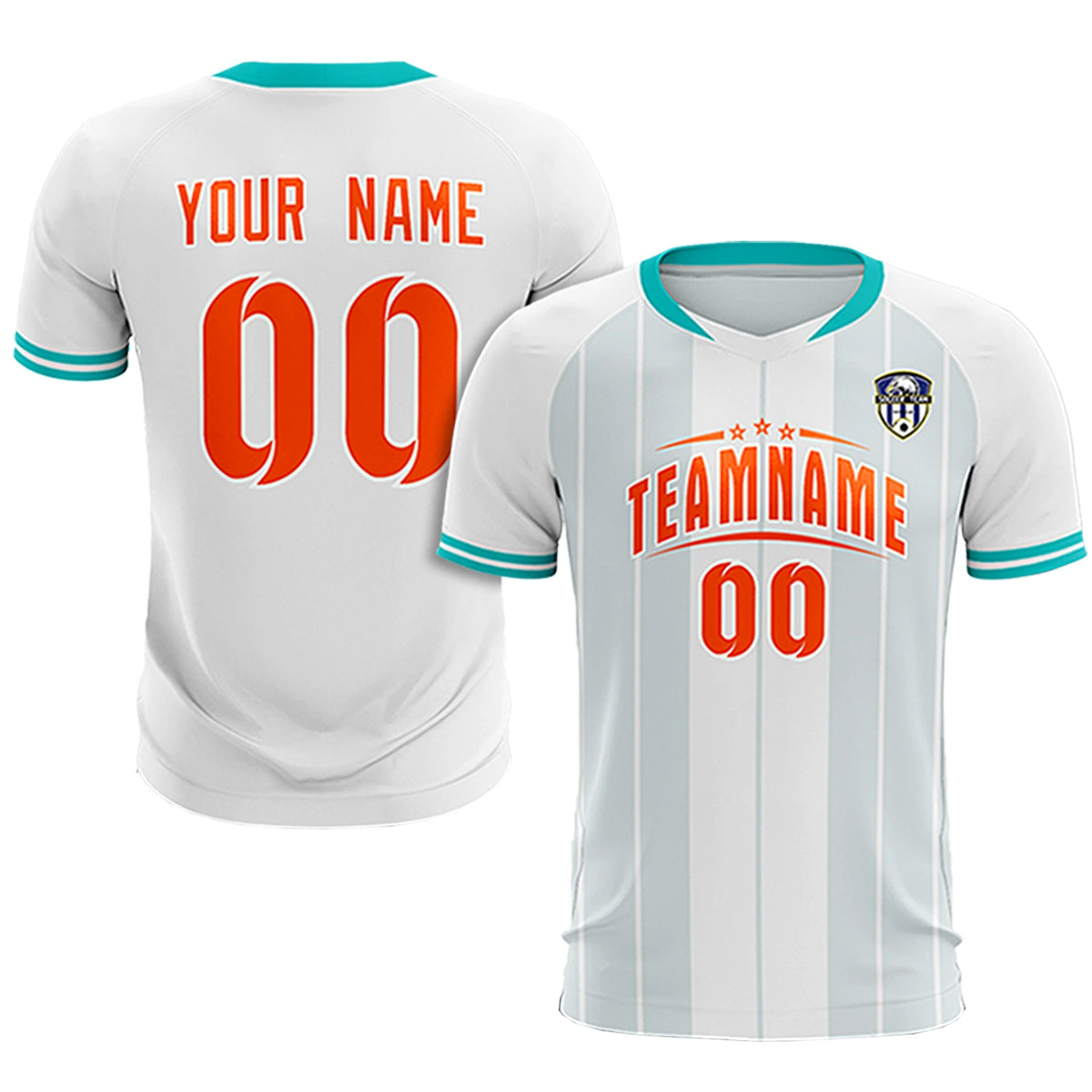 Custom White Aqua-Black Design Uniform Soccer Sets Jersey