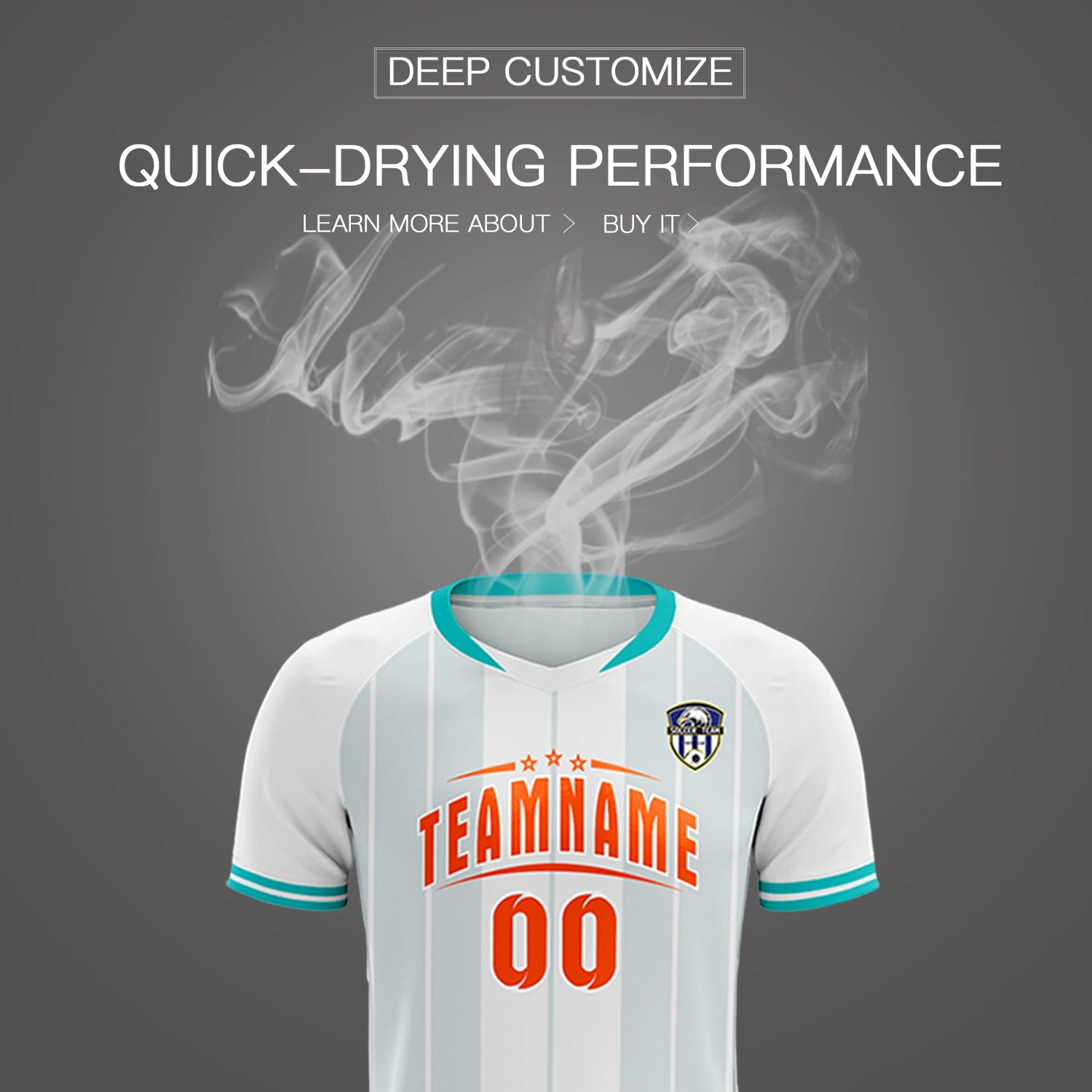 Custom White Aqua-Black Design Uniform Soccer Sets Jersey