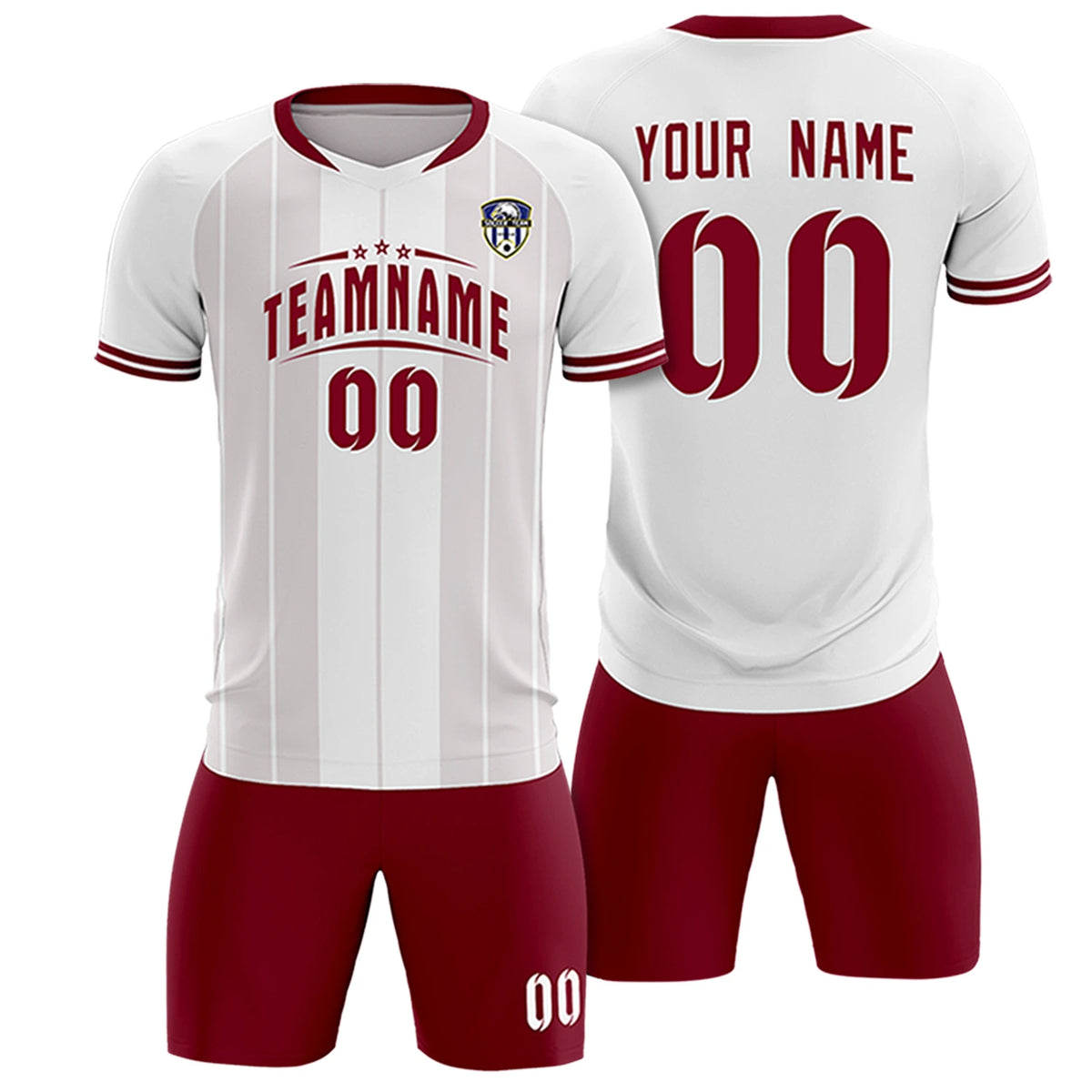 Custom White Crimson-Crimson Design Uniform Soccer Sets Jersey