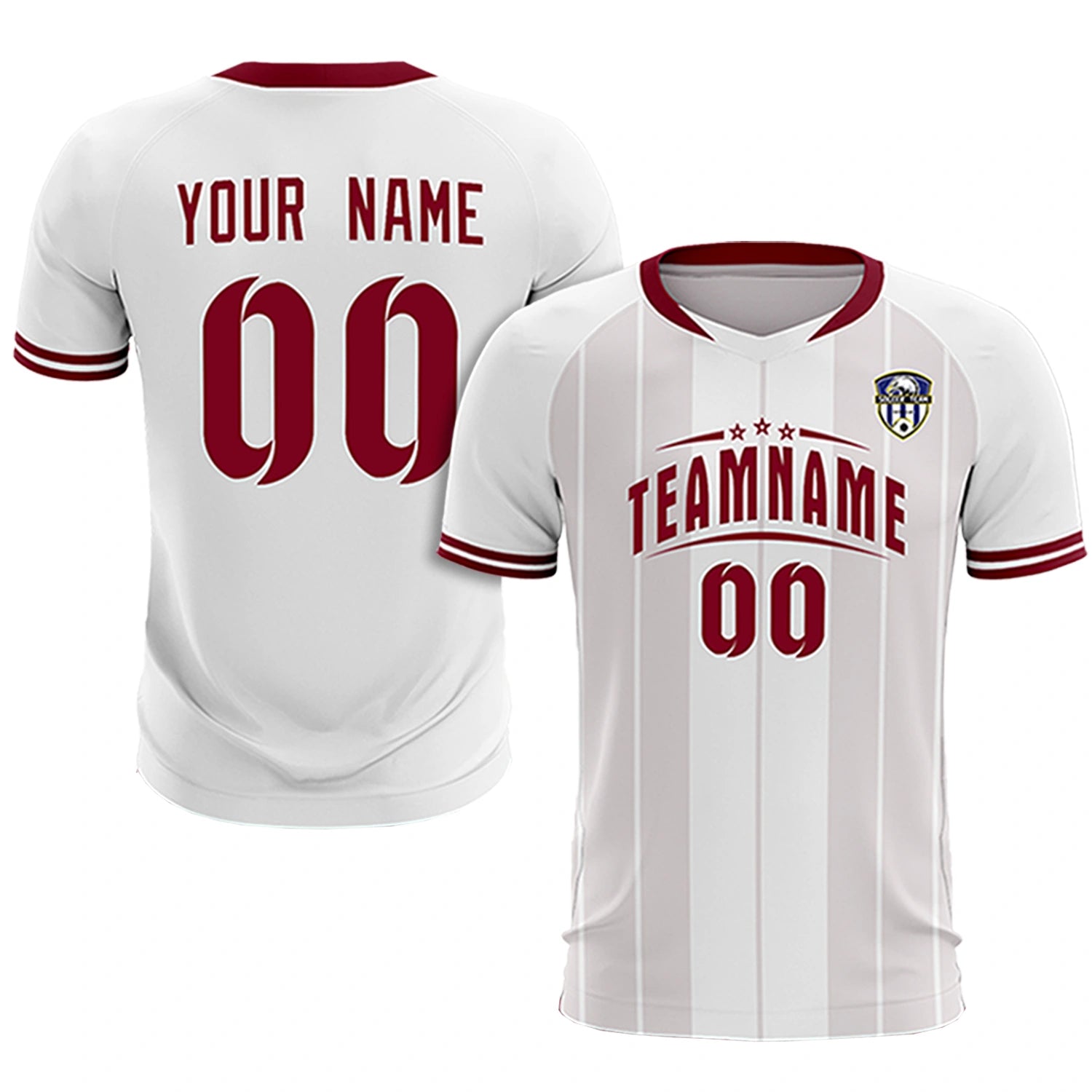 Custom White Crimson-Crimson Design Uniform Soccer Sets Jersey