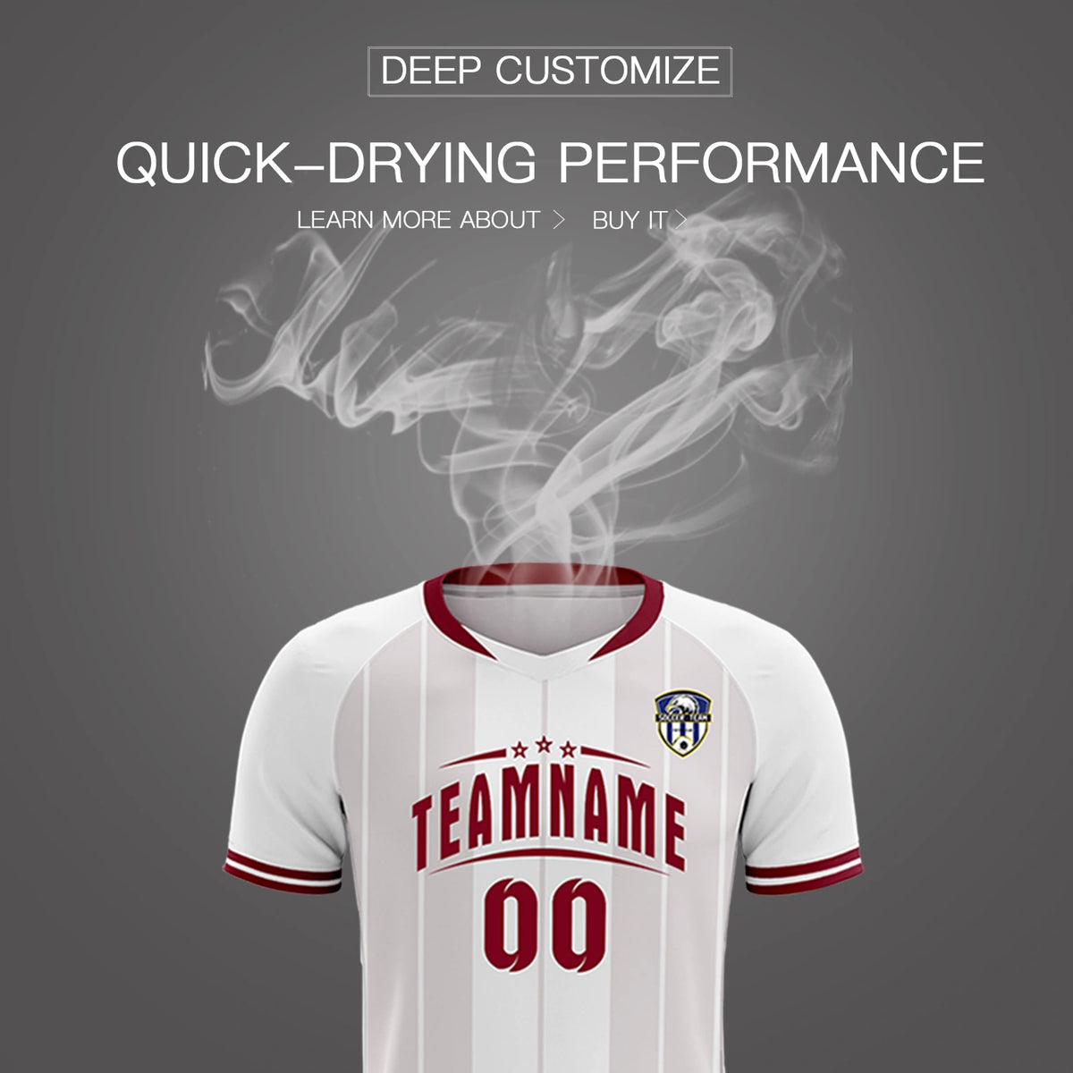 Custom White Crimson-Crimson Design Uniform Soccer Sets Jersey