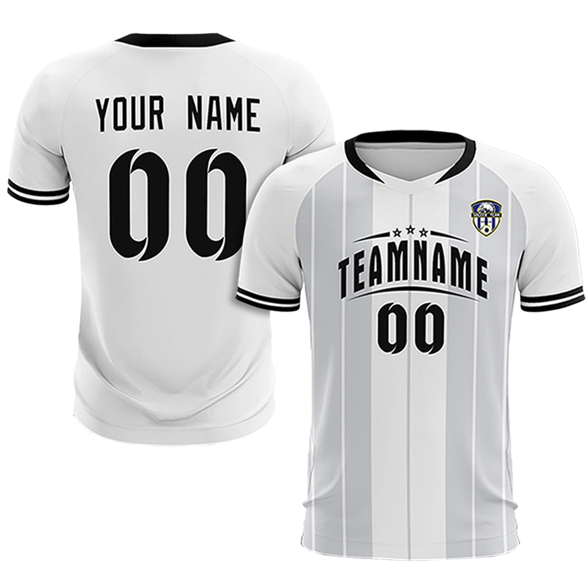 Custom White Black-Black Design Uniform Soccer Sets Jersey