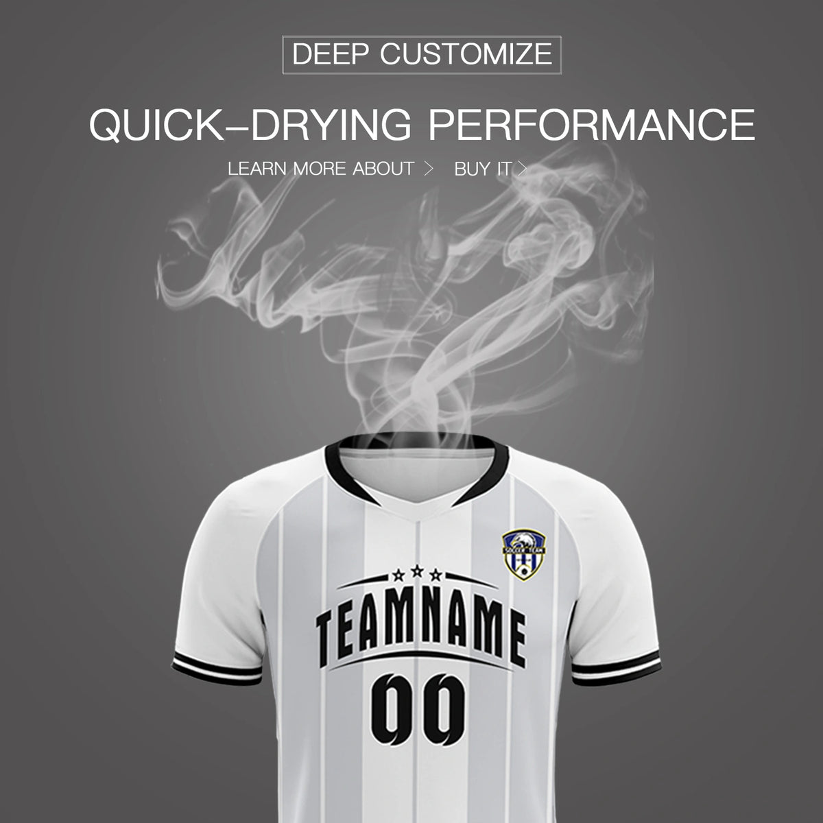 Custom White Black-Black Design Uniform Soccer Sets Jersey