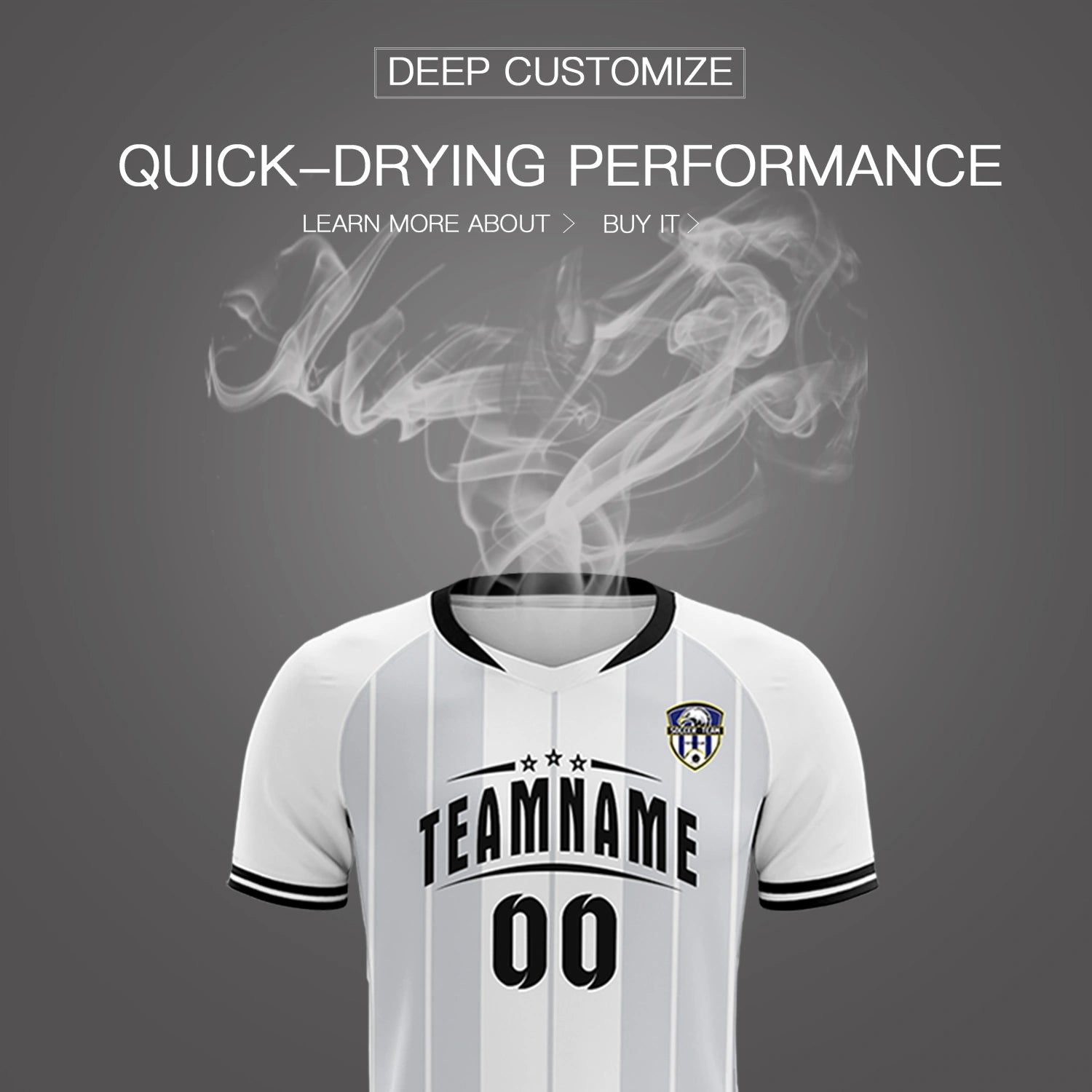 Custom White Black-Black Design Uniform Soccer Sets Jersey