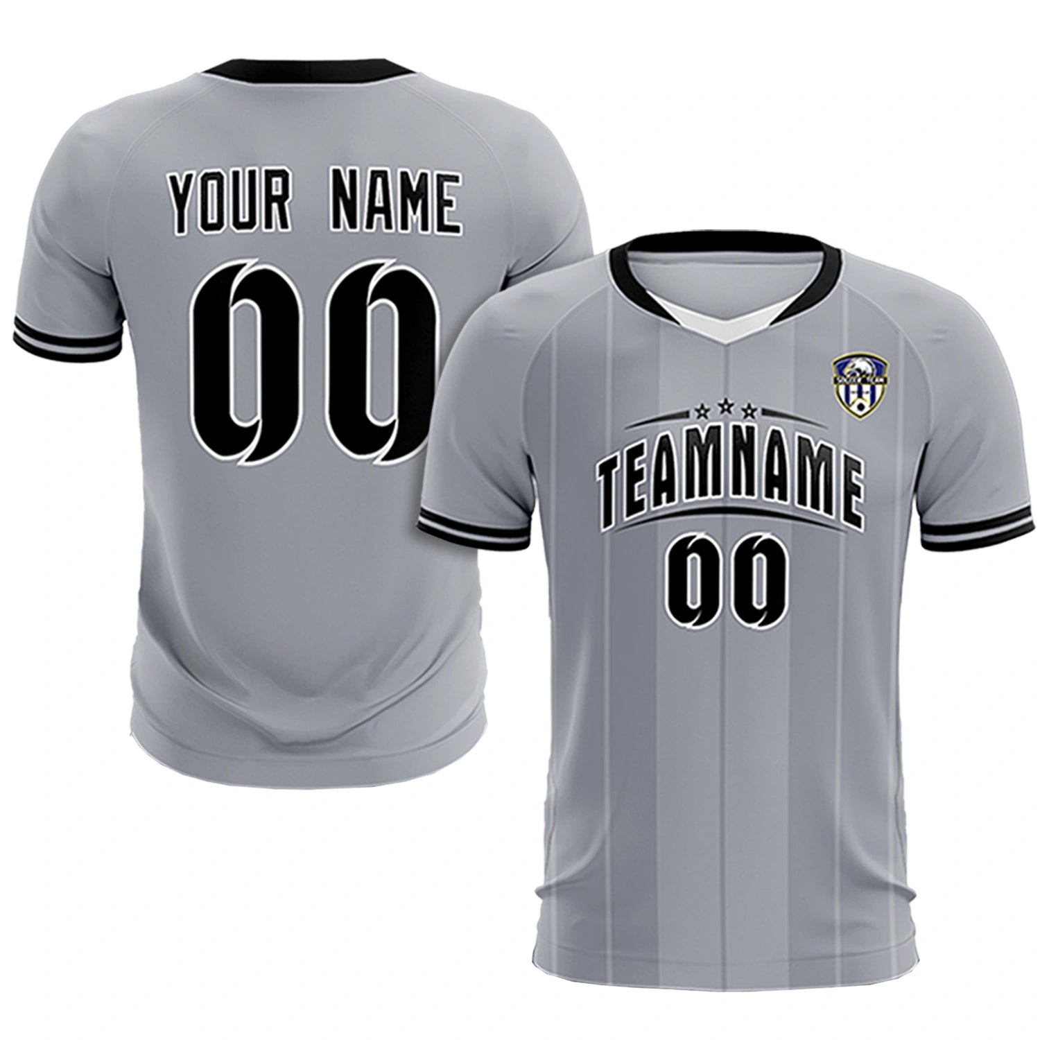 Custom Gray White-Black Design Uniform Soccer Sets Jersey