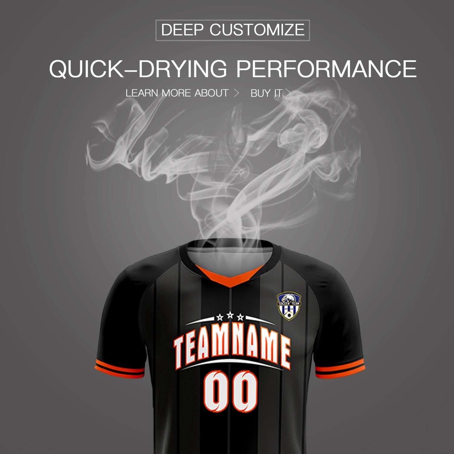 Custom Black Orange-Black Design Uniform Soccer Sets Jersey