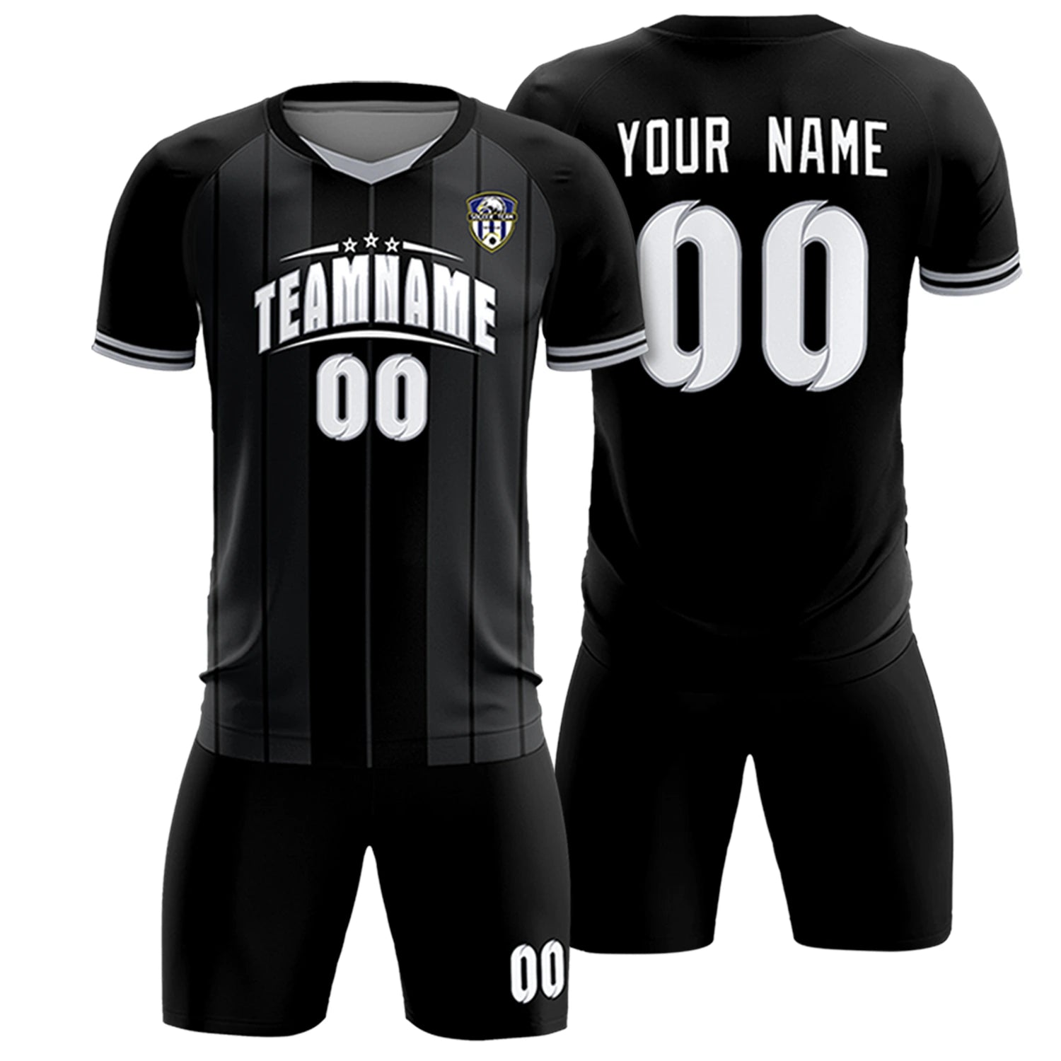 Custom Black Gray-Black Design Uniform Soccer Sets Jersey