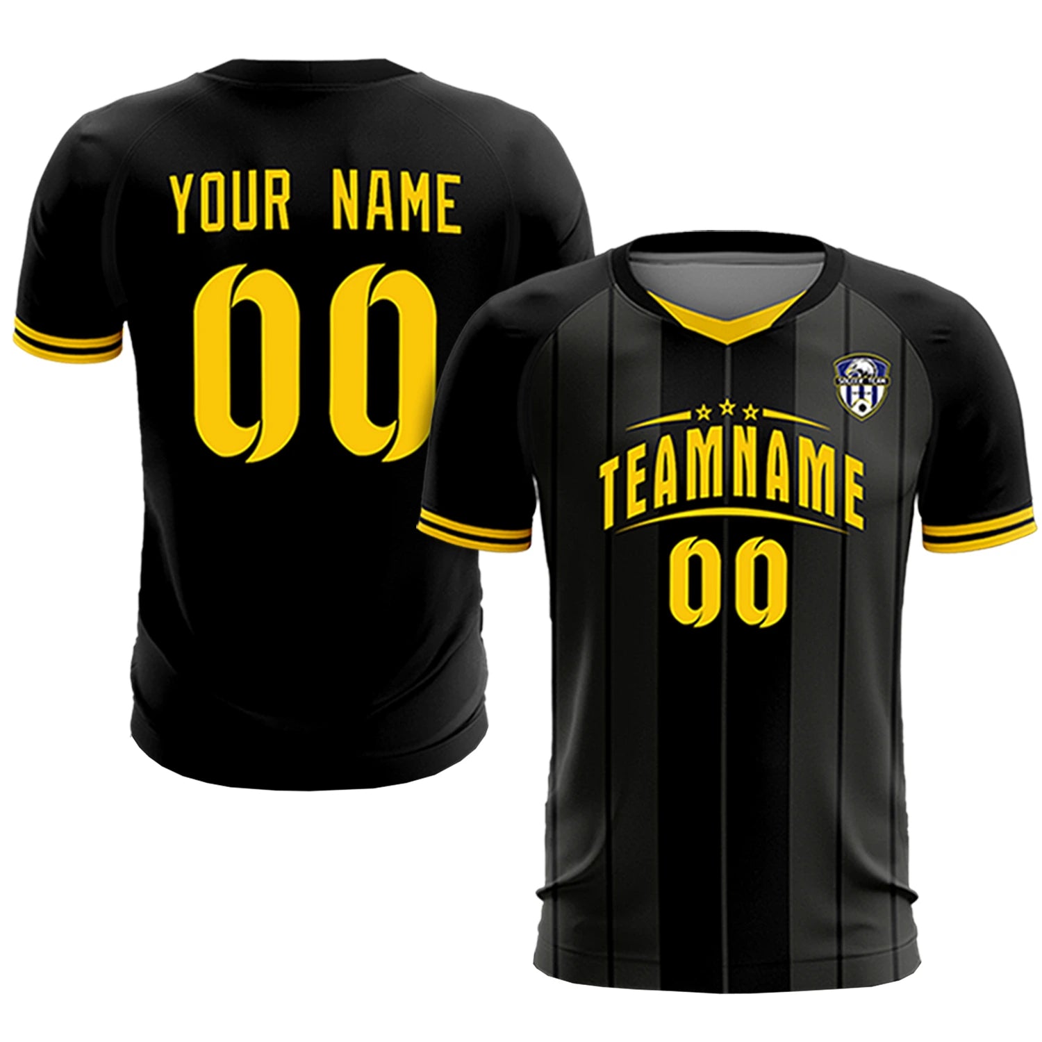 Custom Black Gold 01-Black Design Uniform Soccer Sets Jersey