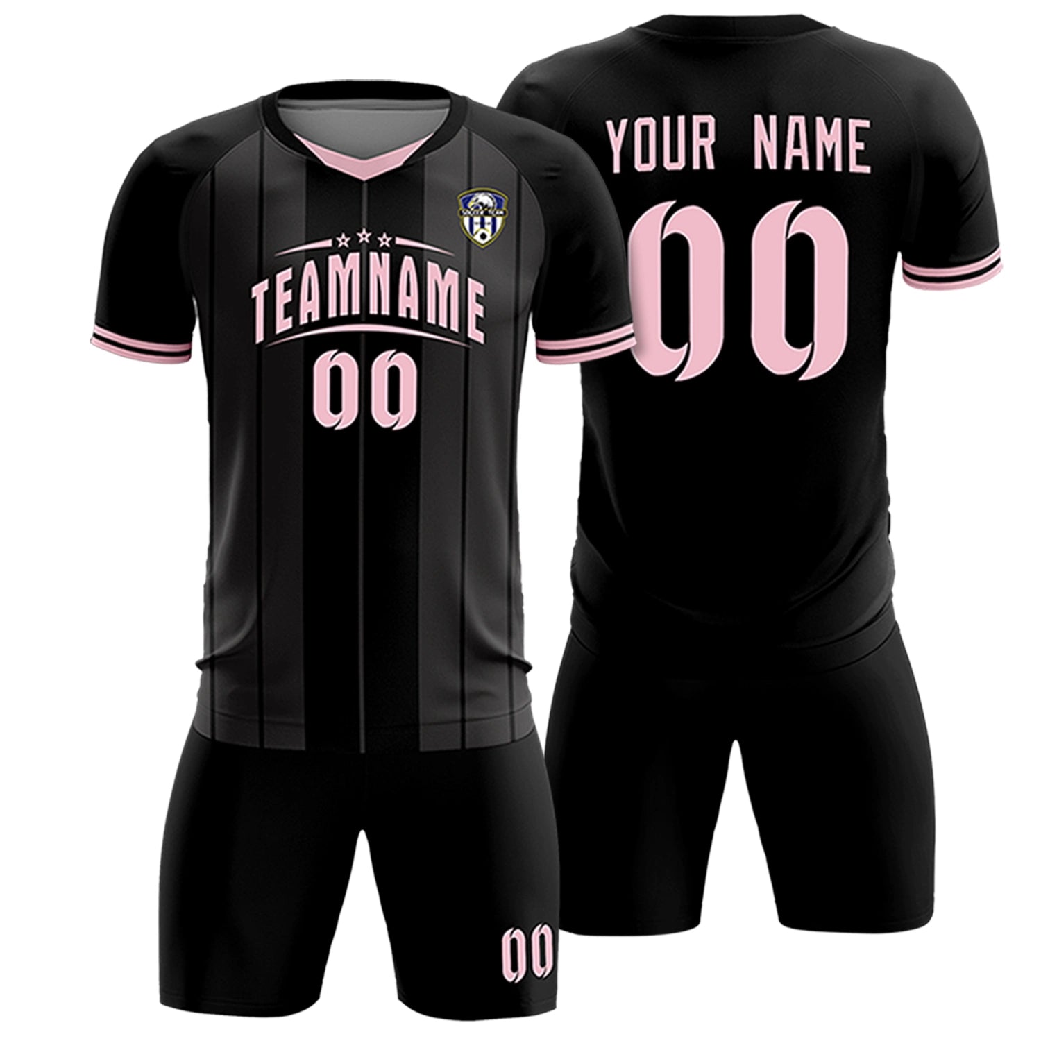 Custom Black Light Pink-Black Design Uniform Soccer Sets Jersey