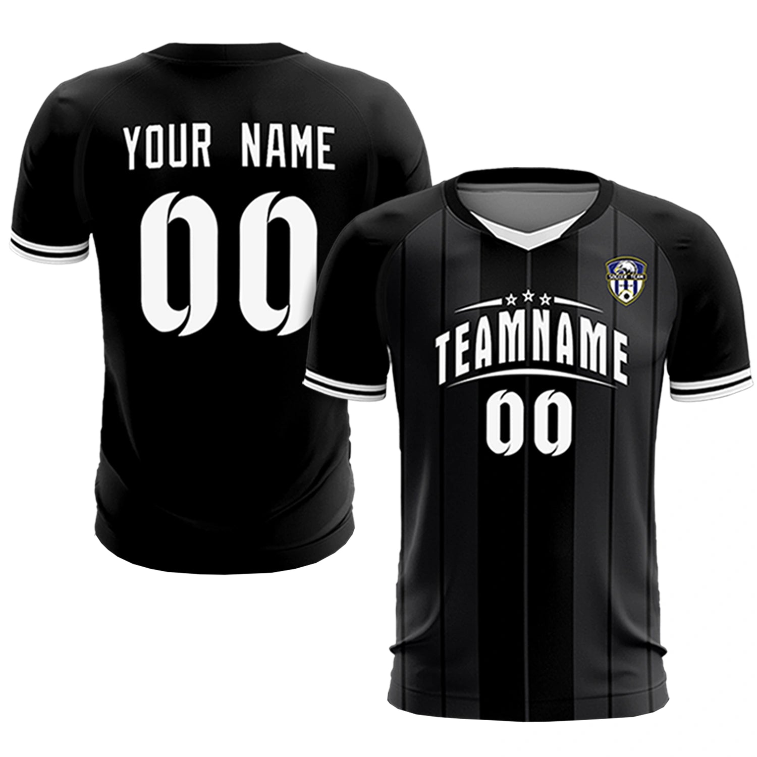 Custom Black White-Black Design Uniform Soccer Sets Jersey