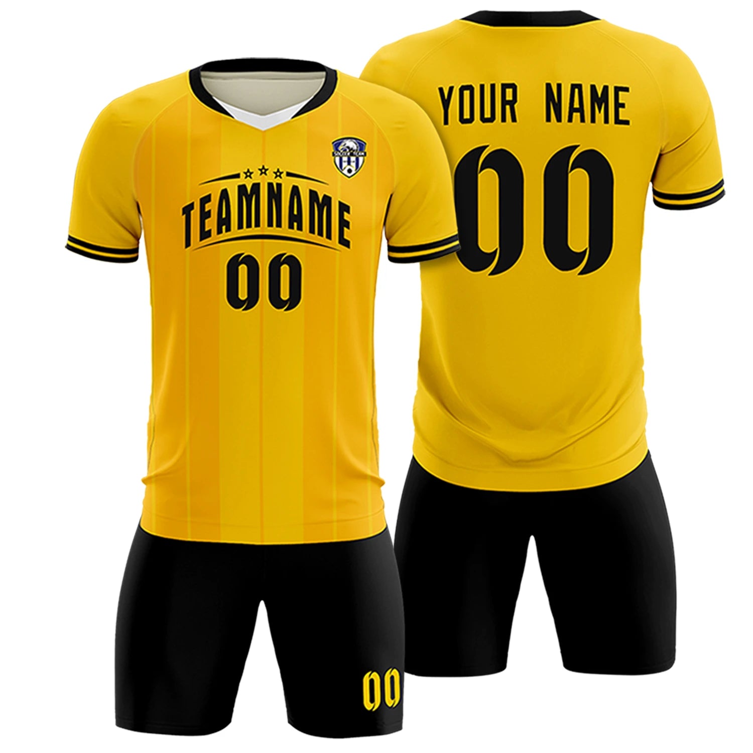 Custom Gold 01 White-Black Design Uniform Soccer Sets Jersey