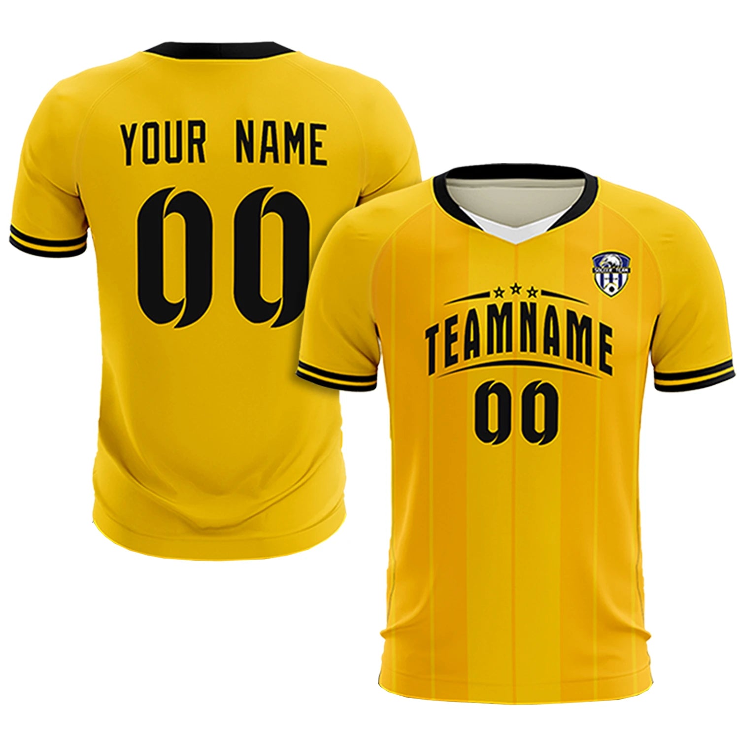 Custom Gold 01 White-Black Design Uniform Soccer Sets Jersey