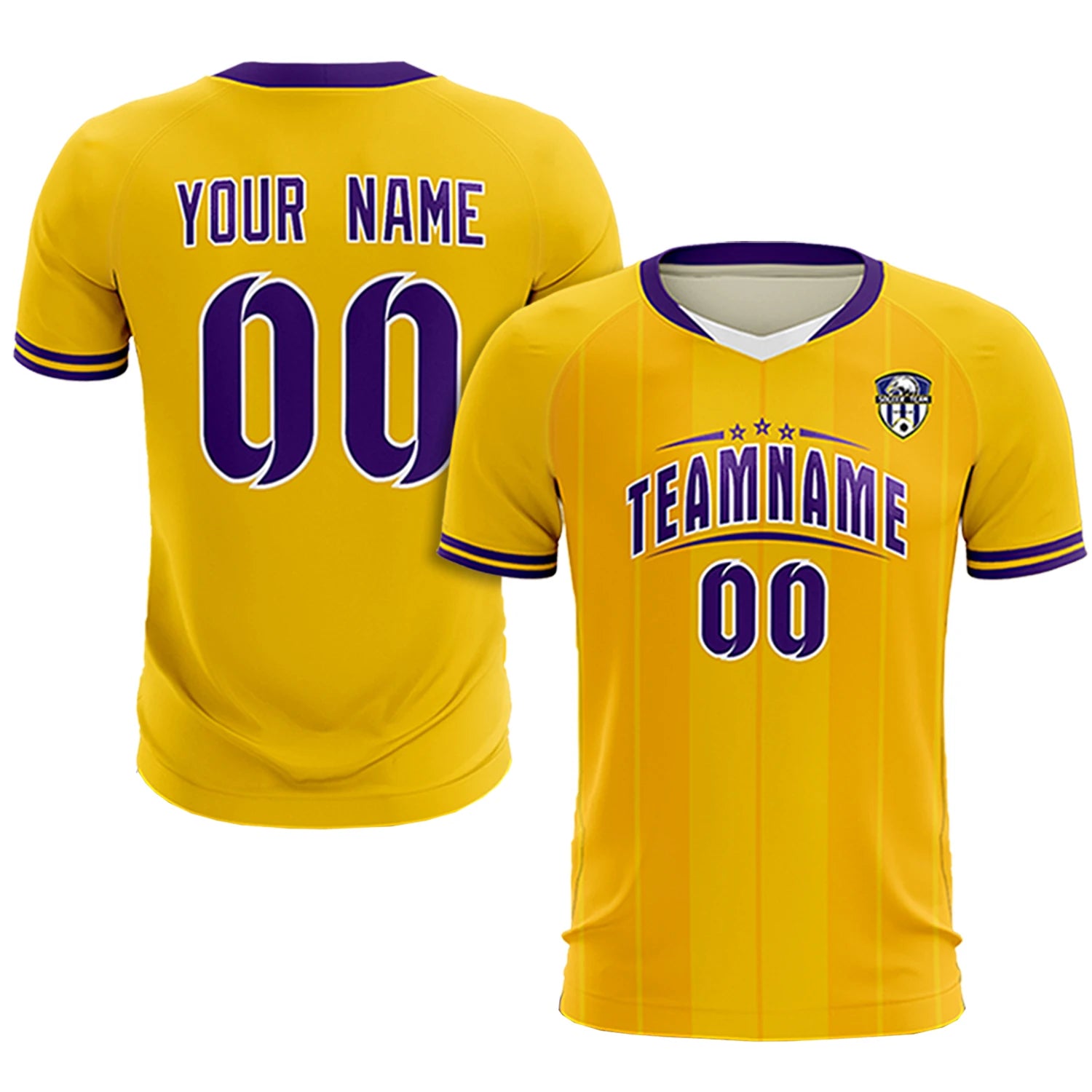 Custom Gold 01 White-Purple Design Uniform Soccer Sets Jersey