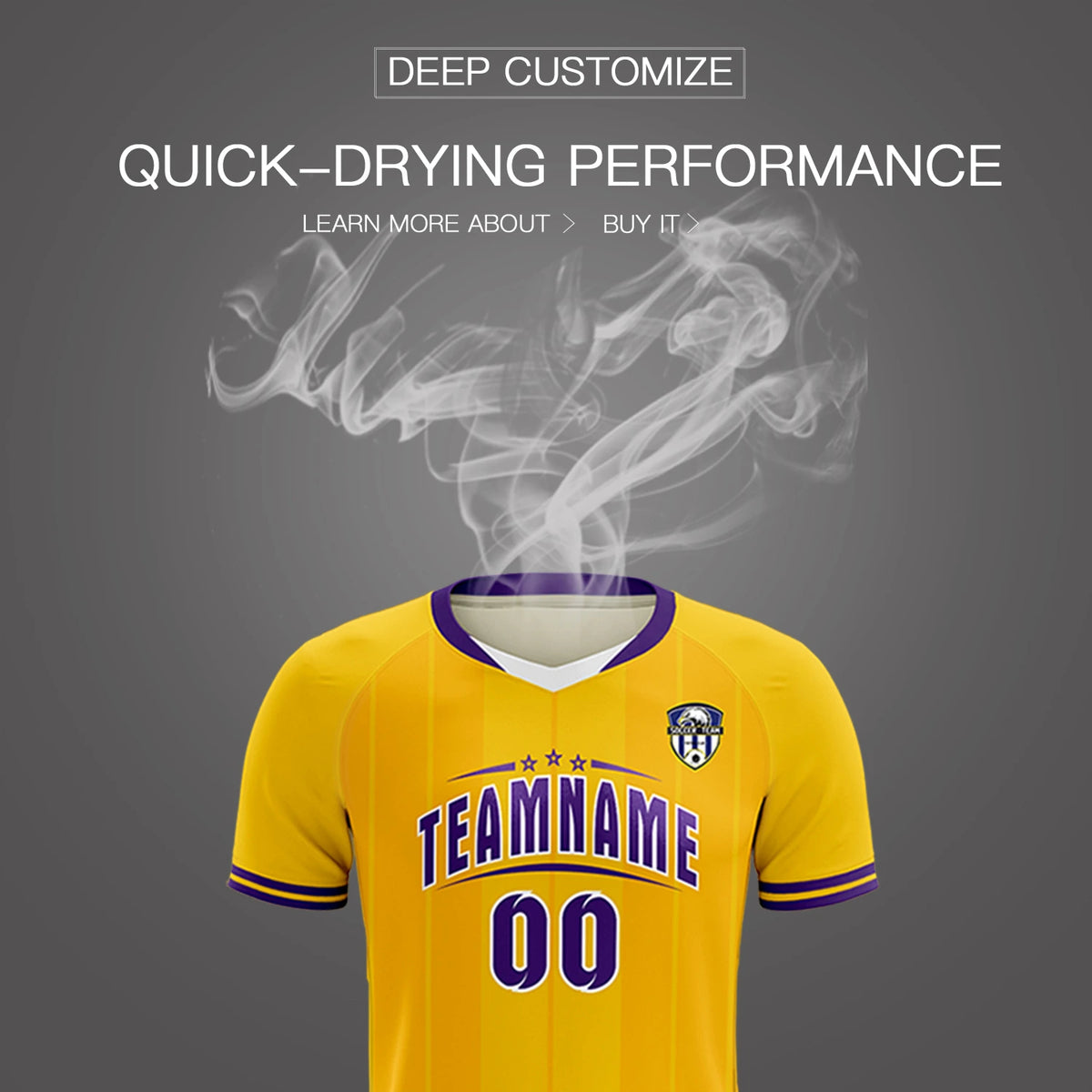 Custom Gold 01 White-Purple Design Uniform Soccer Sets Jersey