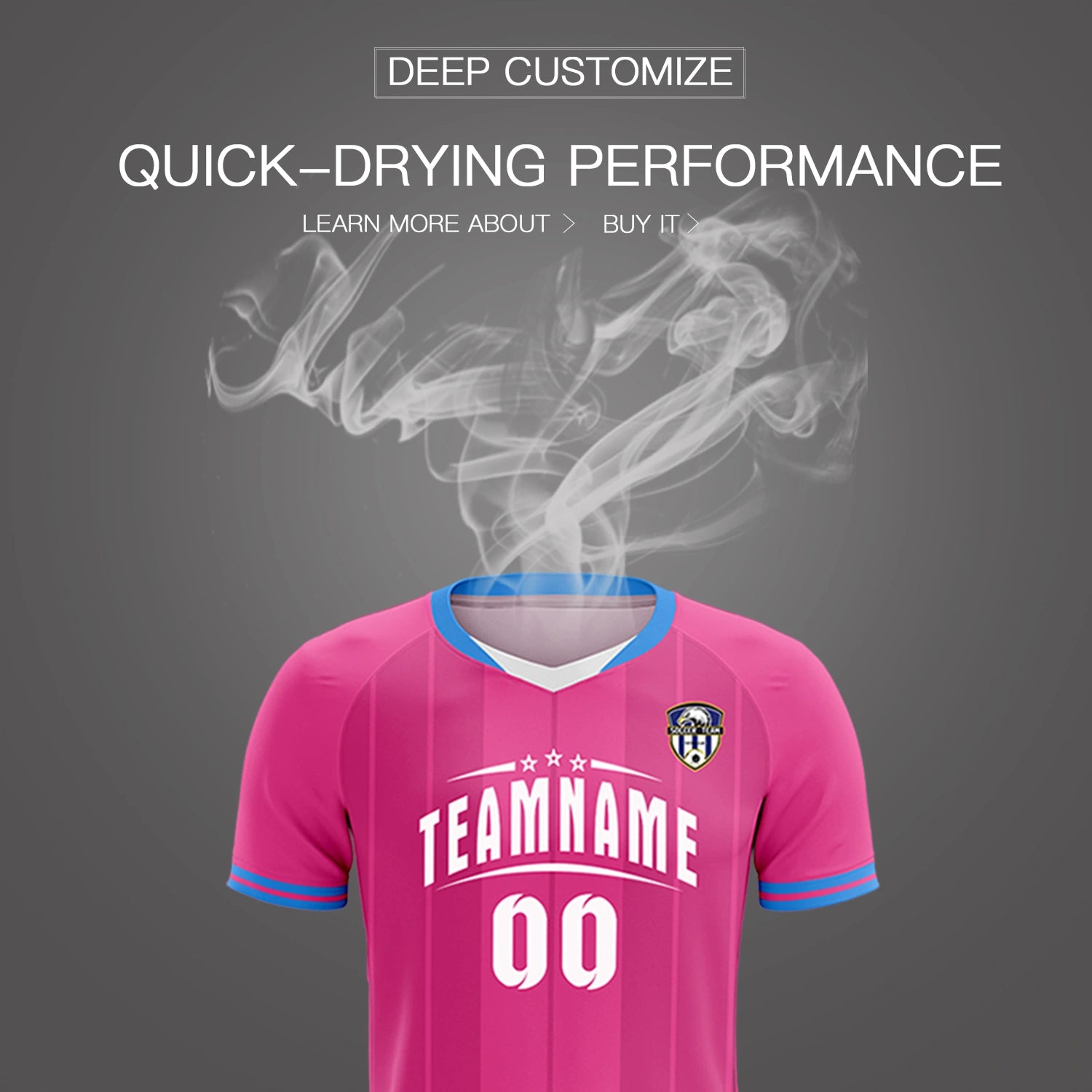 Custom Pink Powder Blue-Black Design Uniform Soccer Sets Jersey