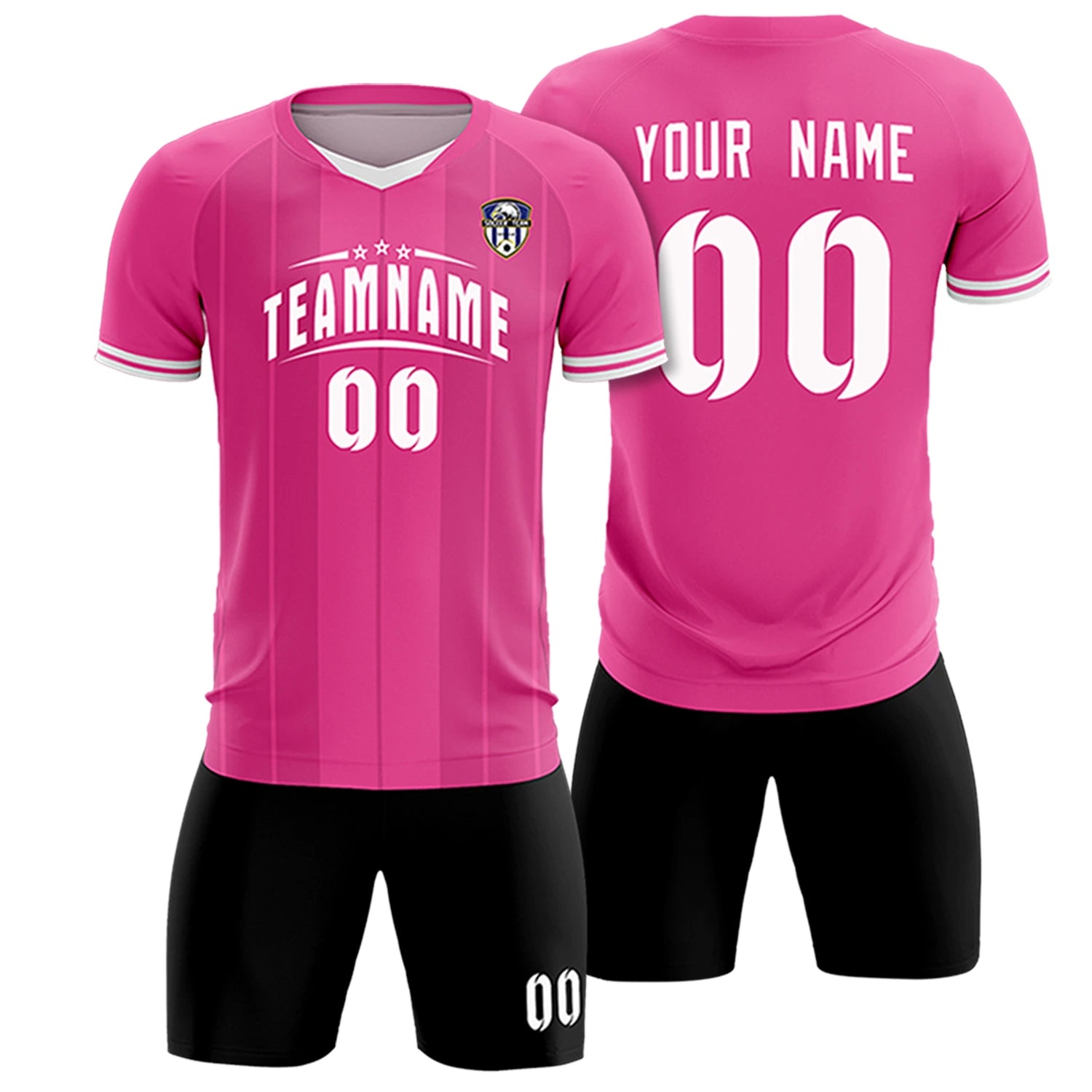 Custom Pink White-Black Design Uniform Soccer Sets Jersey