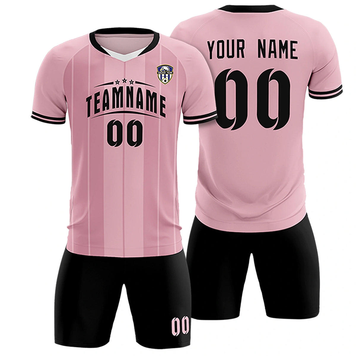 Custom Light Pink White-Black Design Uniform Soccer Sets Jersey