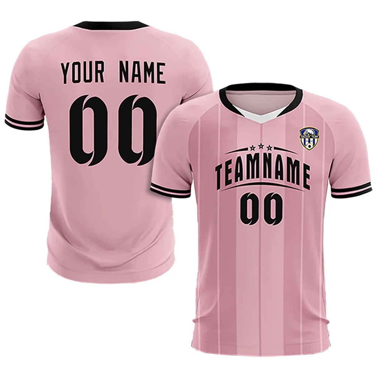 Custom Light Pink White-Black Design Uniform Soccer Sets Jersey