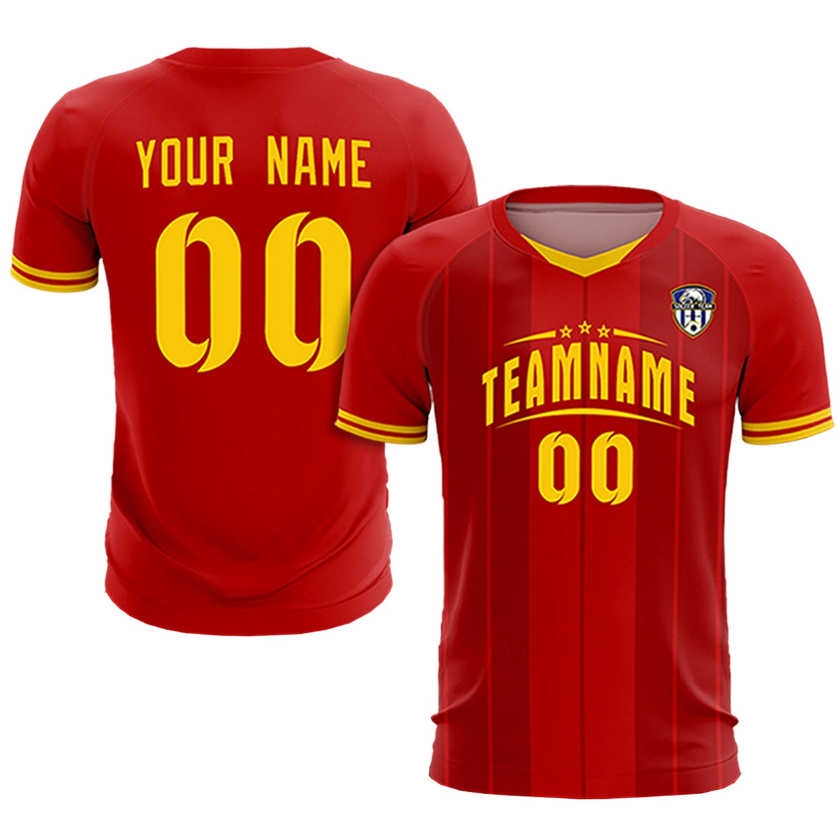 Custom Red Gold 01-Black Design Uniform Soccer Sets Jersey