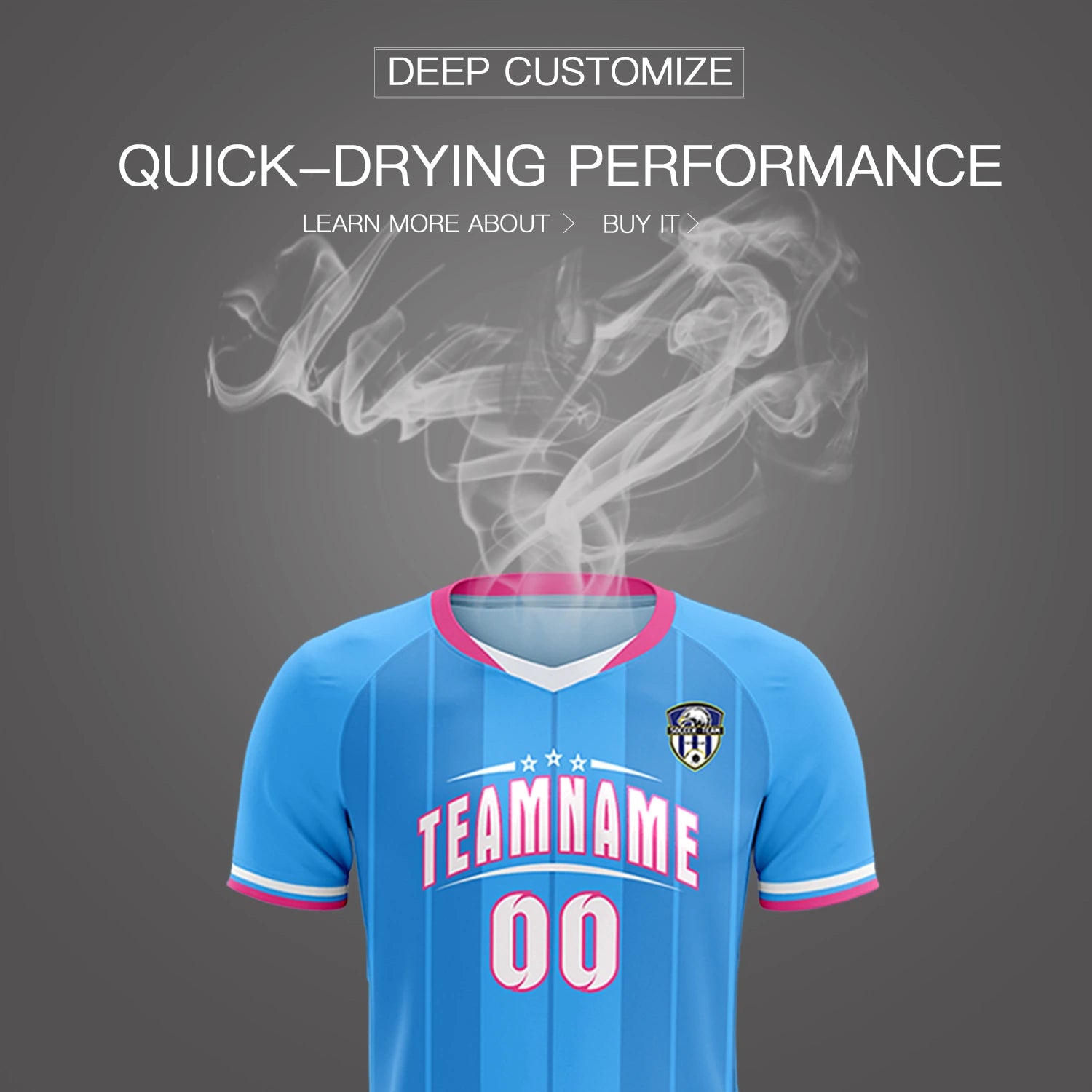 Custom Powder Blue Pink-Navy Design Uniform Soccer Sets Jersey