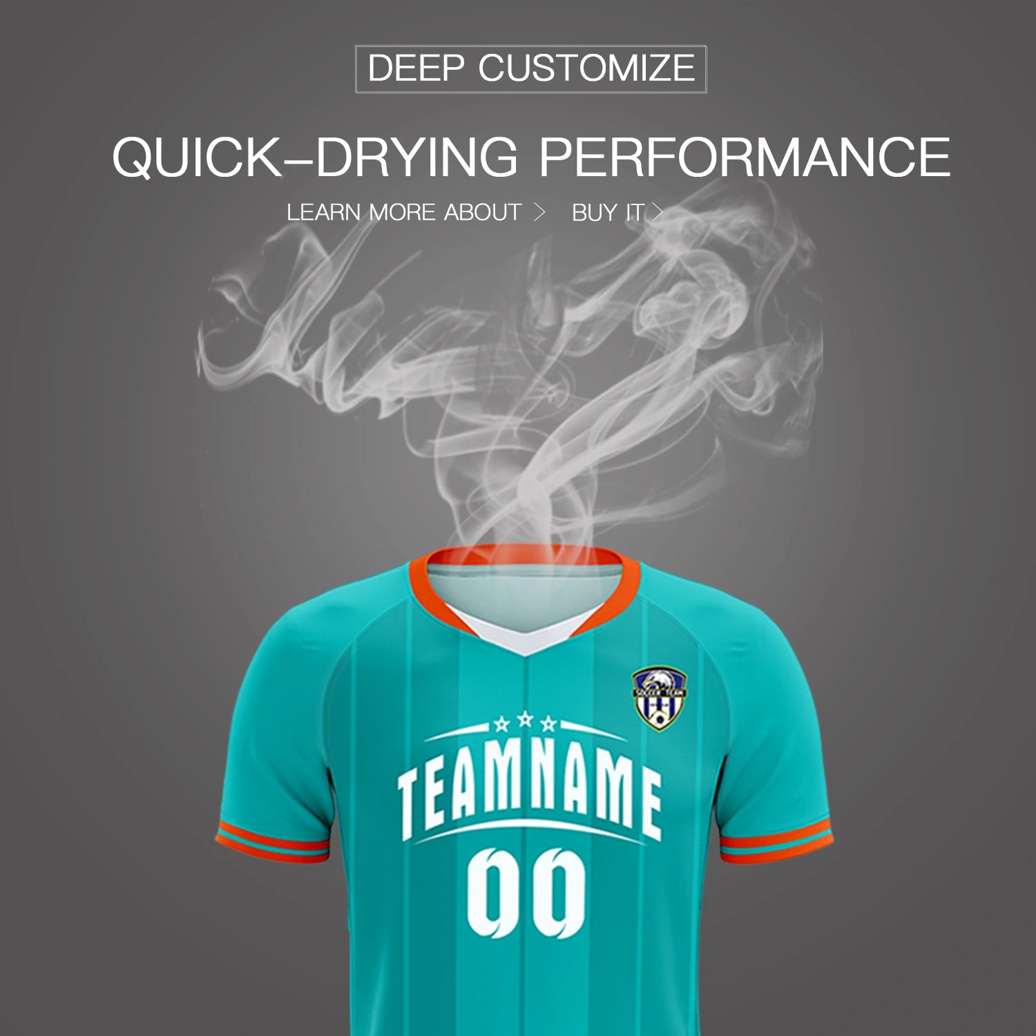 Custom Aqua Orange-Black Design Uniform Soccer Sets Jersey