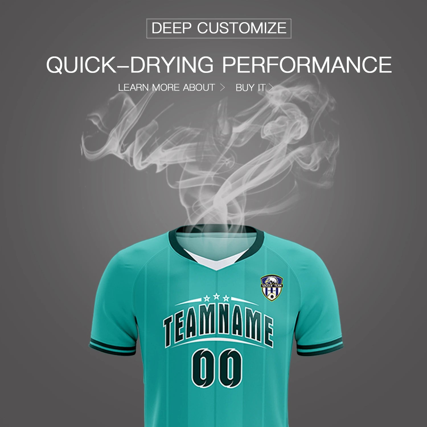 Custom Aqua White-Midnight Green Design Uniform Soccer Sets Jersey