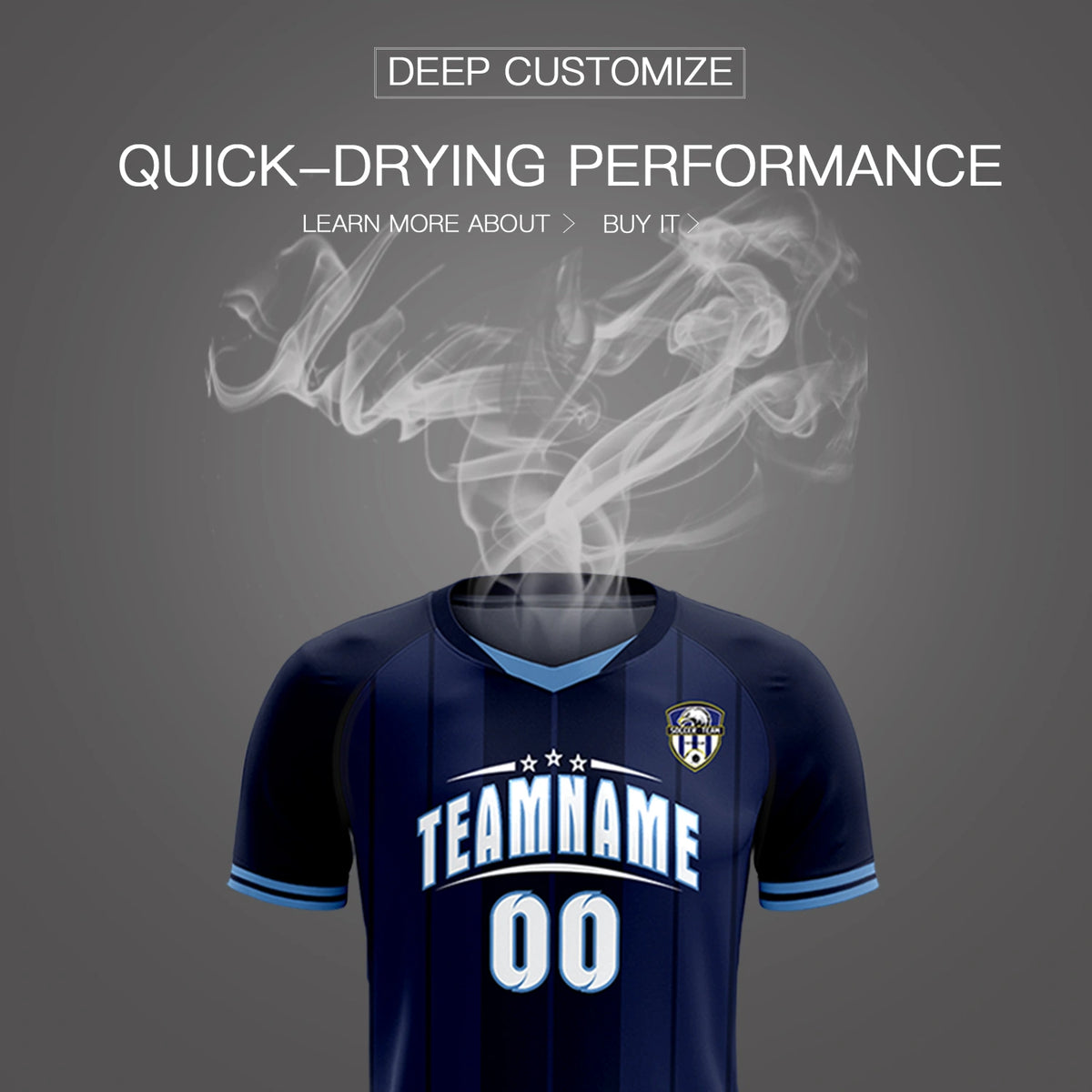 Custom Navy Light Blue-Navy Design Uniform Soccer Sets Jersey