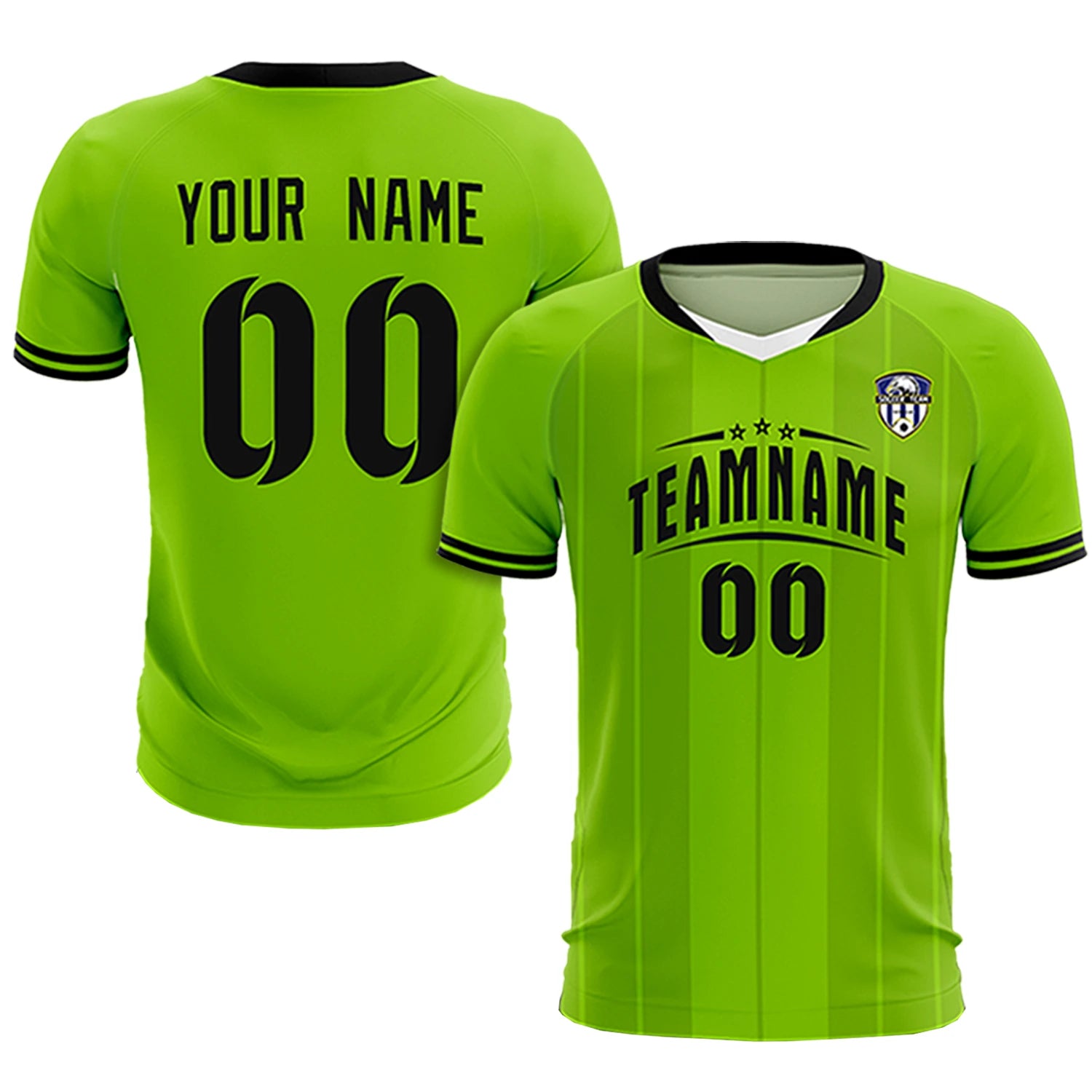 Custom Neon Green White-Black Design Uniform Soccer Sets Jersey
