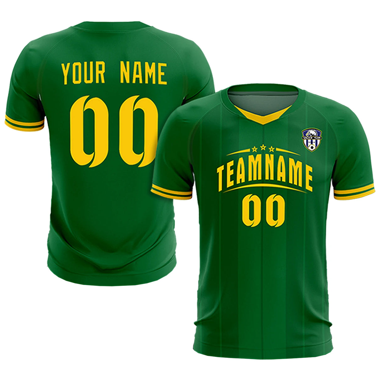 Custom Kelly Green Gold 01-Black Design Uniform Soccer Sets Jersey