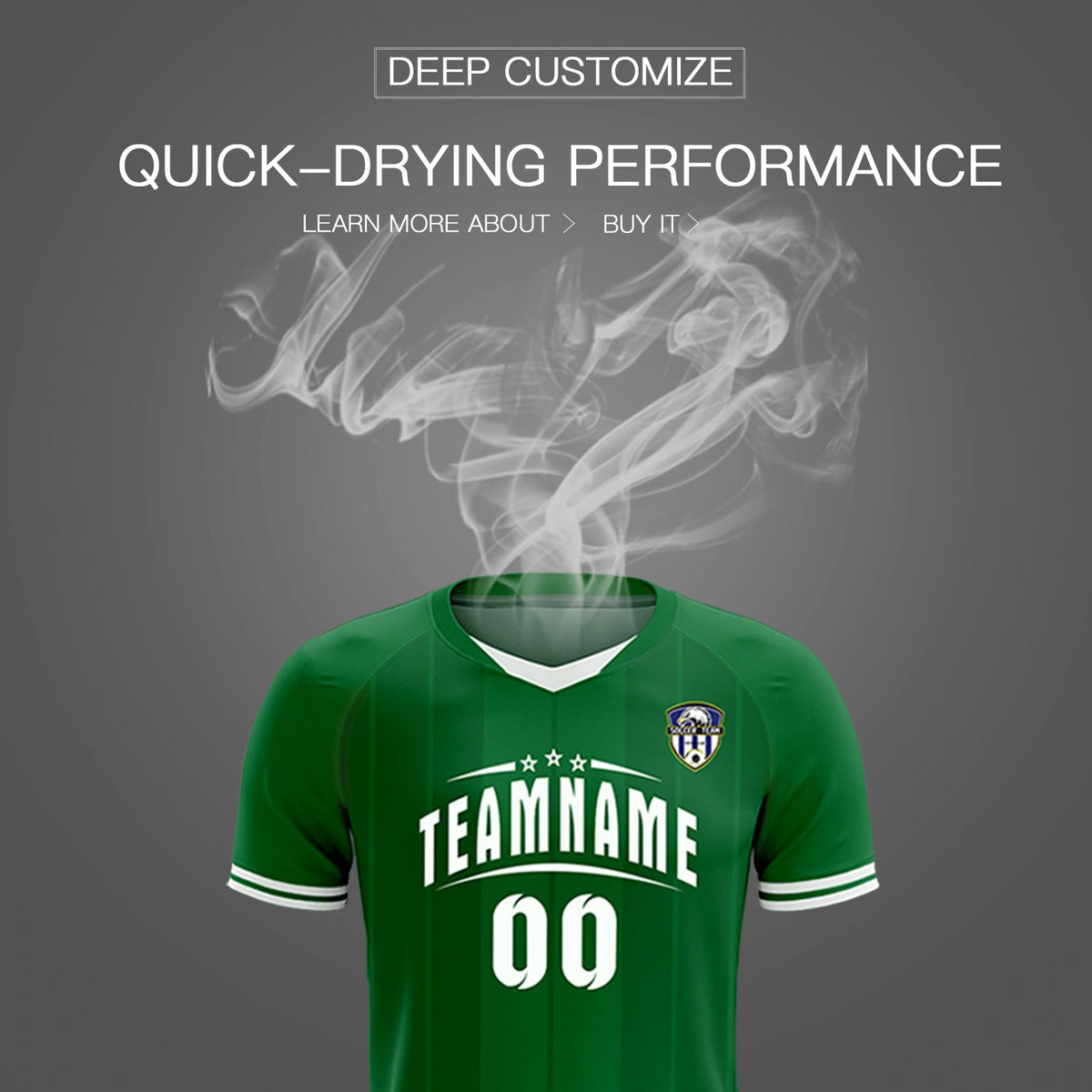 Custom Kelly Green White-Black Design Uniform Soccer Sets Jersey