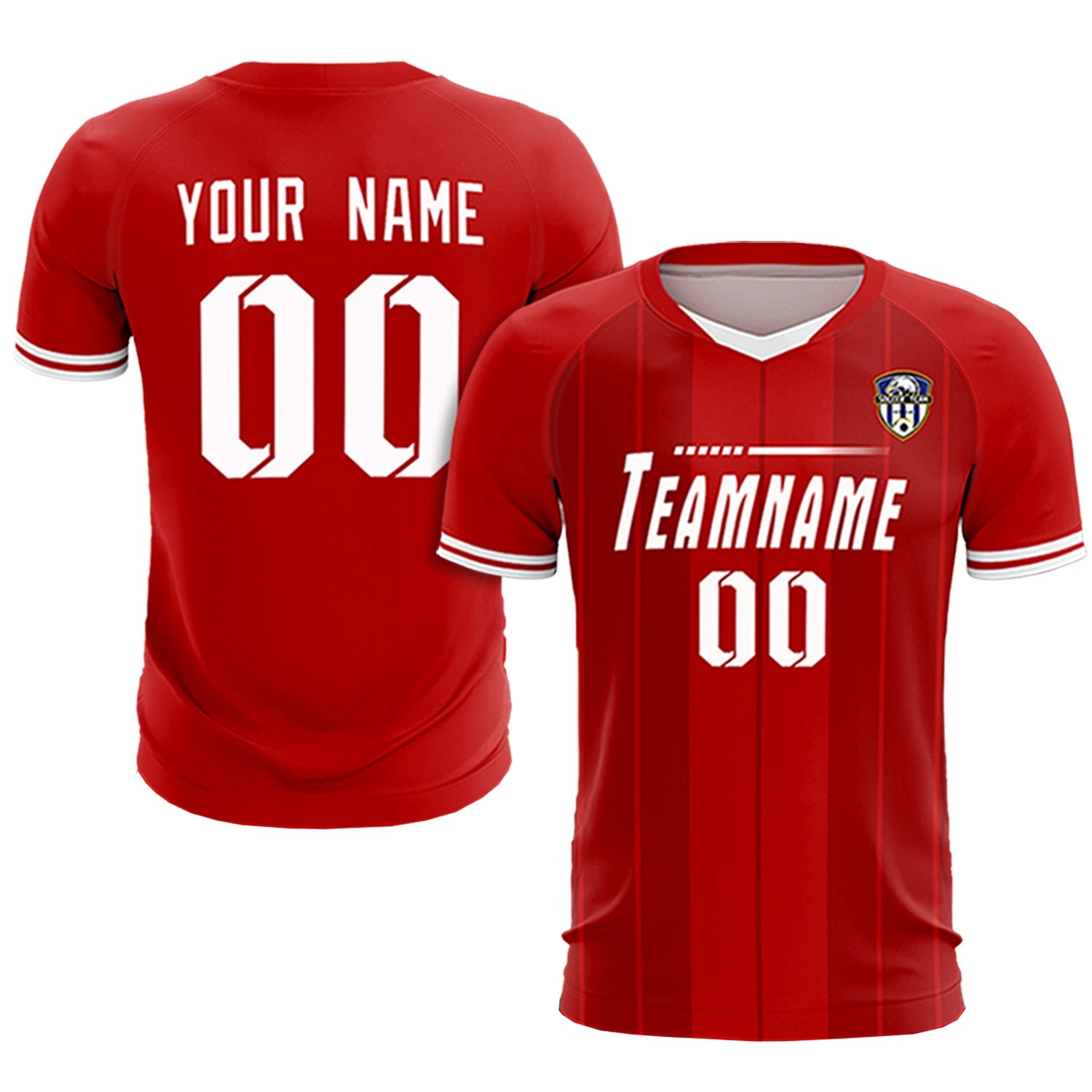 Custom Red White-Black Design Uniform Soccer Sets Jersey