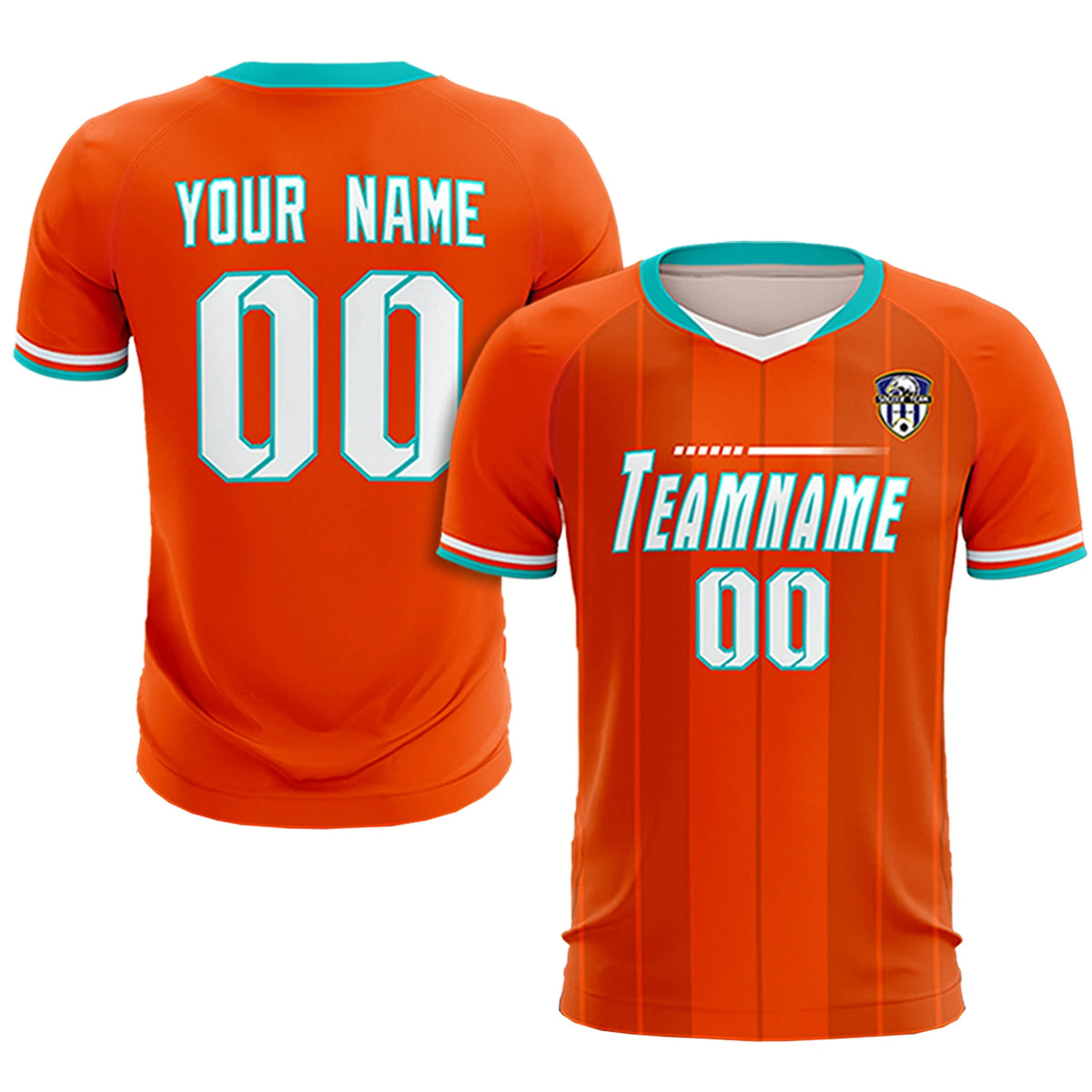 Custom Orange Aqua-Black Design Uniform Soccer Sets Jersey