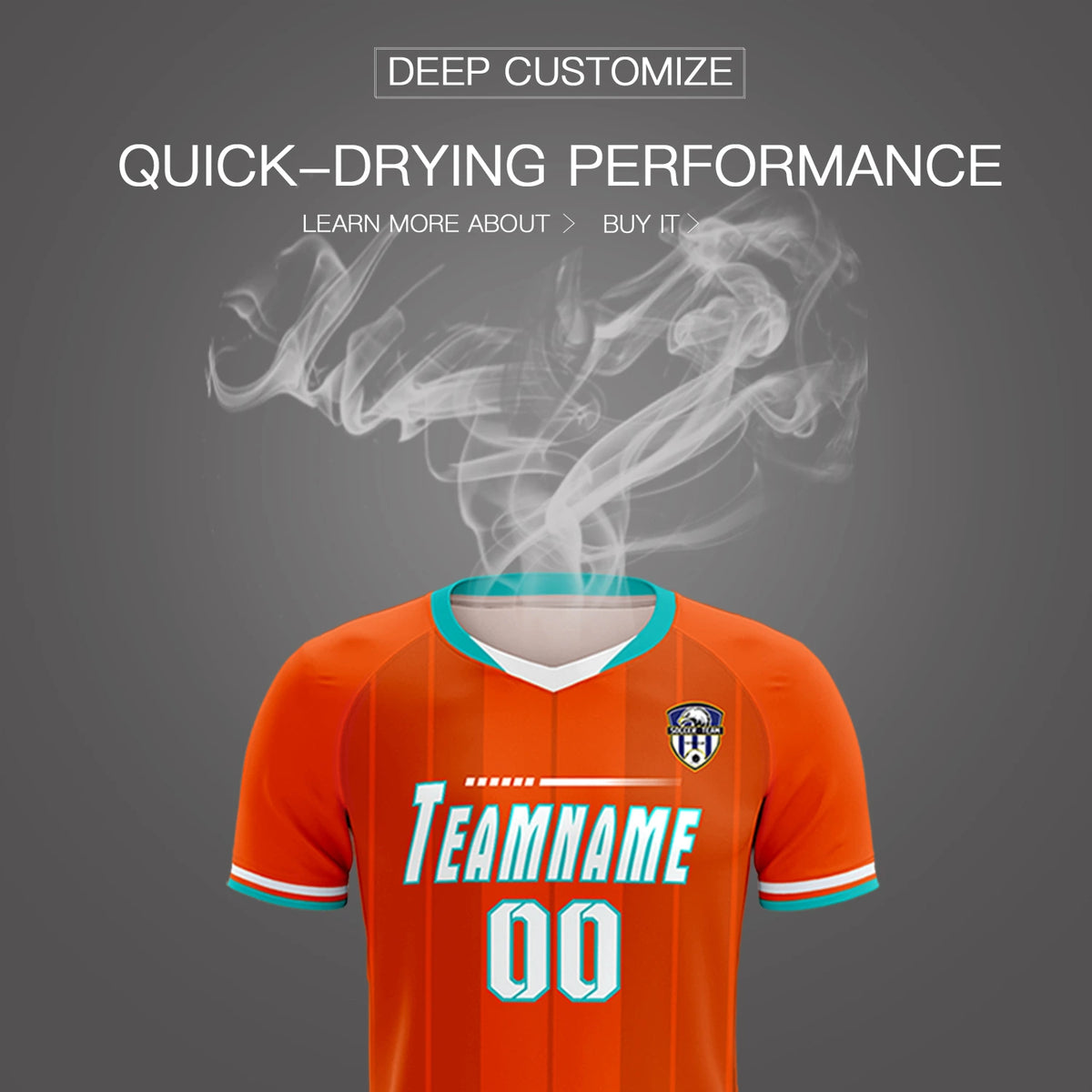 Custom Orange Aqua-Black Design Uniform Soccer Sets Jersey