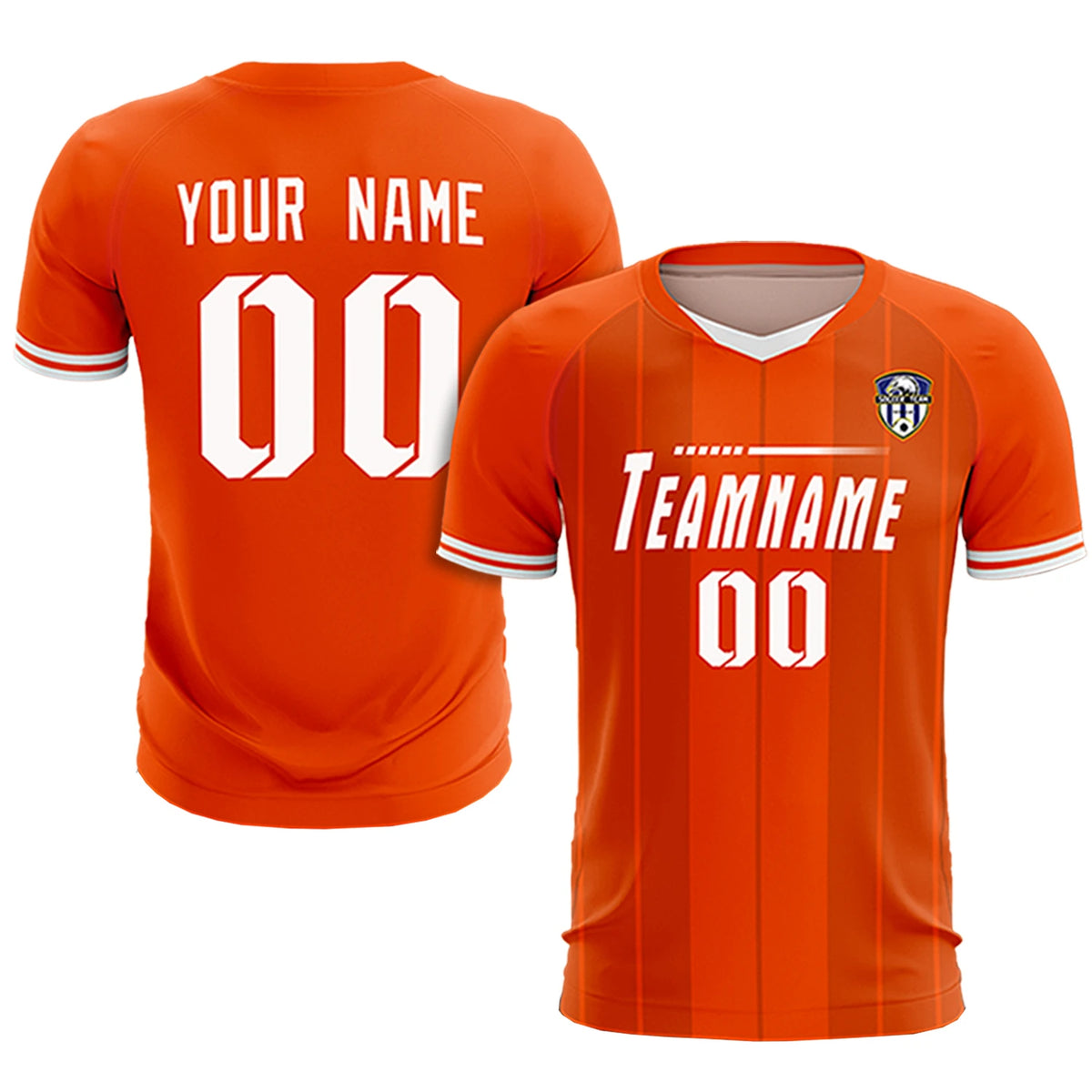 Custom Orange White-Black Design Uniform Soccer Sets Jersey