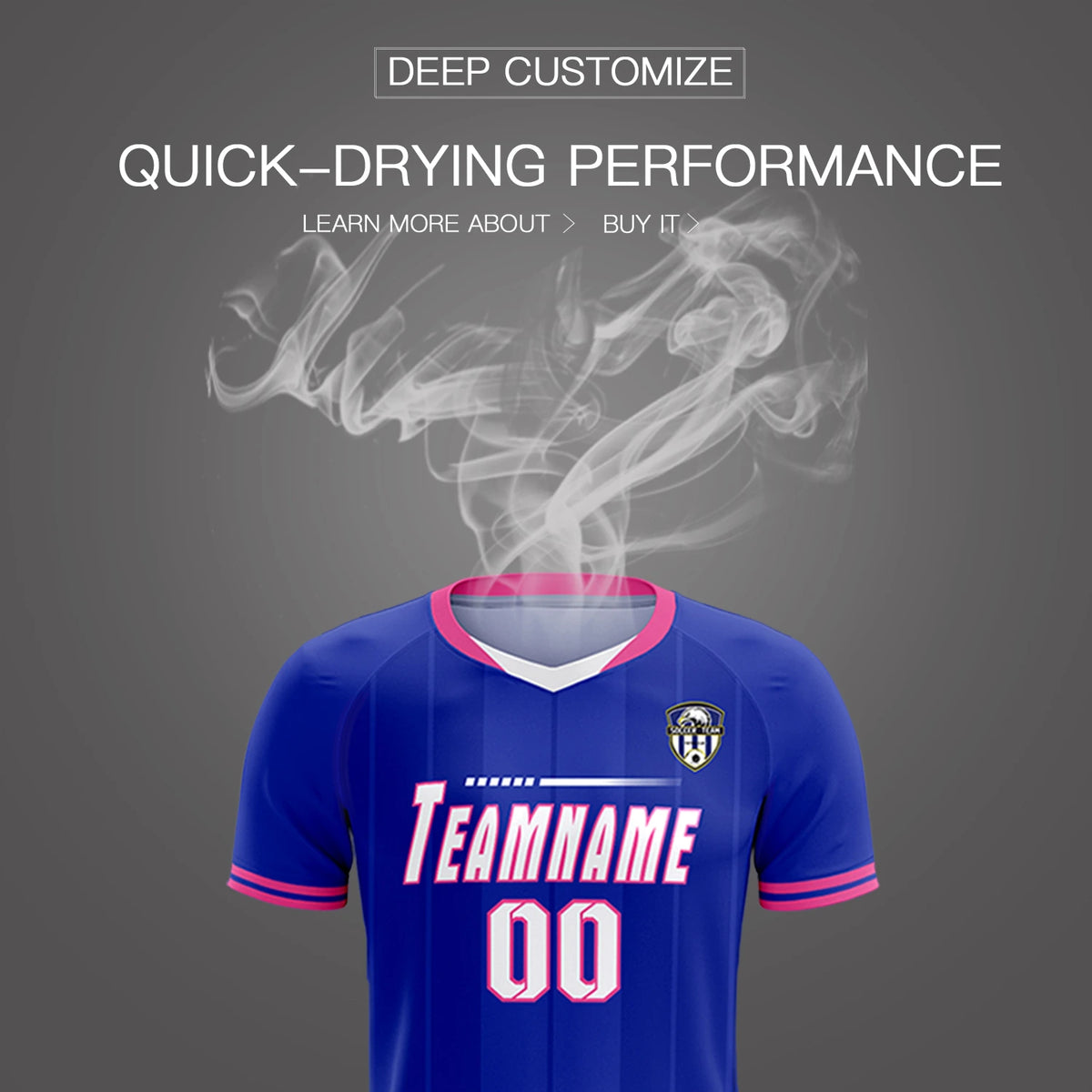 Custom Royal Blue-Pink Navy Design Uniform Soccer Sets Jersey