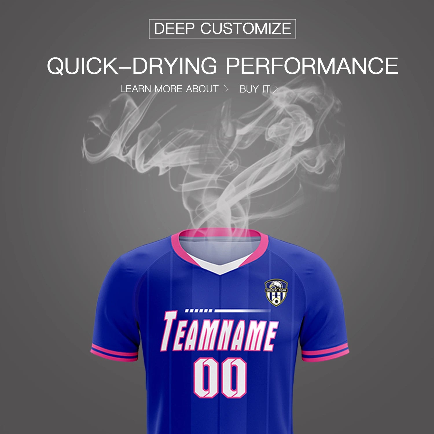 Custom Royal Blue-Pink Navy Design Uniform Soccer Sets Jersey